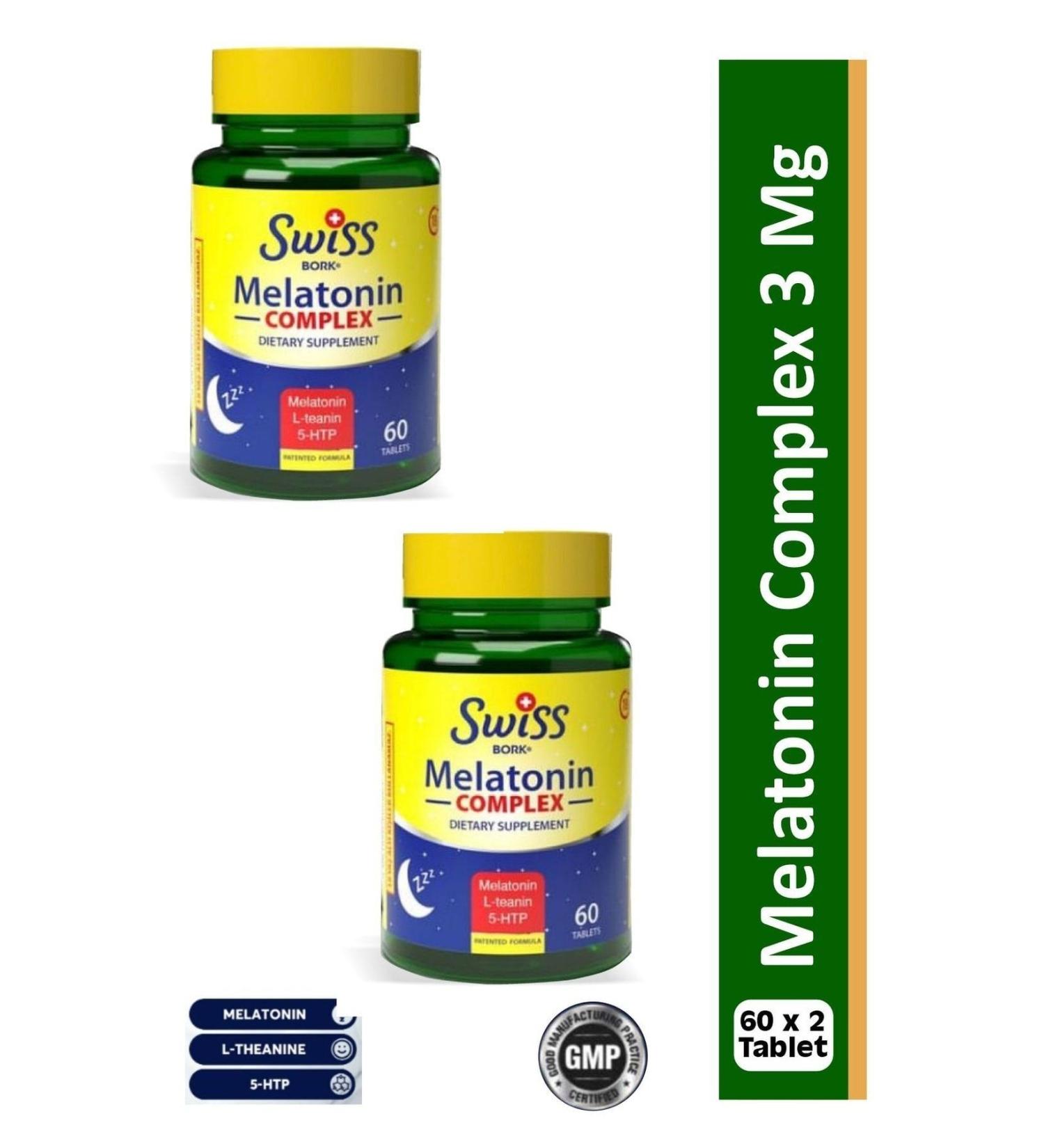 SWISS Bork Melatonin Complex 3 Mg 60 Tablets (2 Boxes)