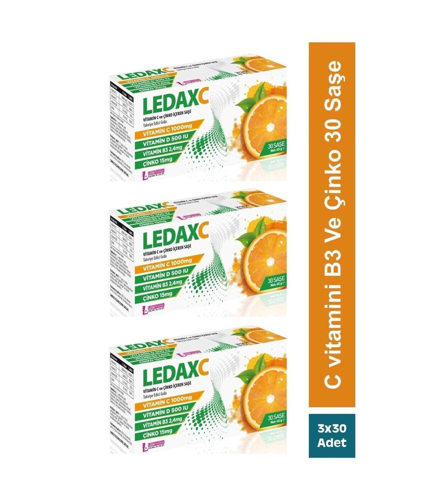 LedaPharma Ledax Vitamin C 1000 Mg 30 Sachet 3 Pack