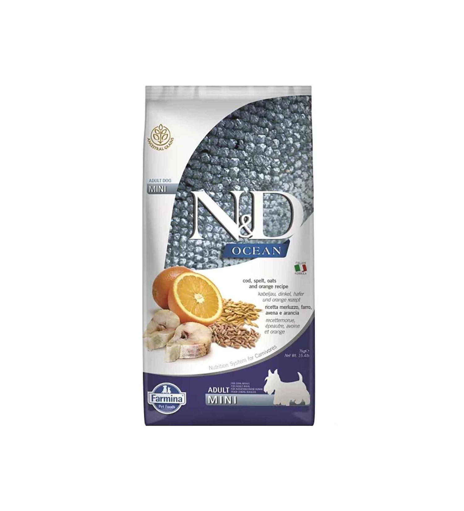 & D Ocean Ata Seed Cod Fish and Orange Small Breed Grain Adult Dog Food 7 Kg