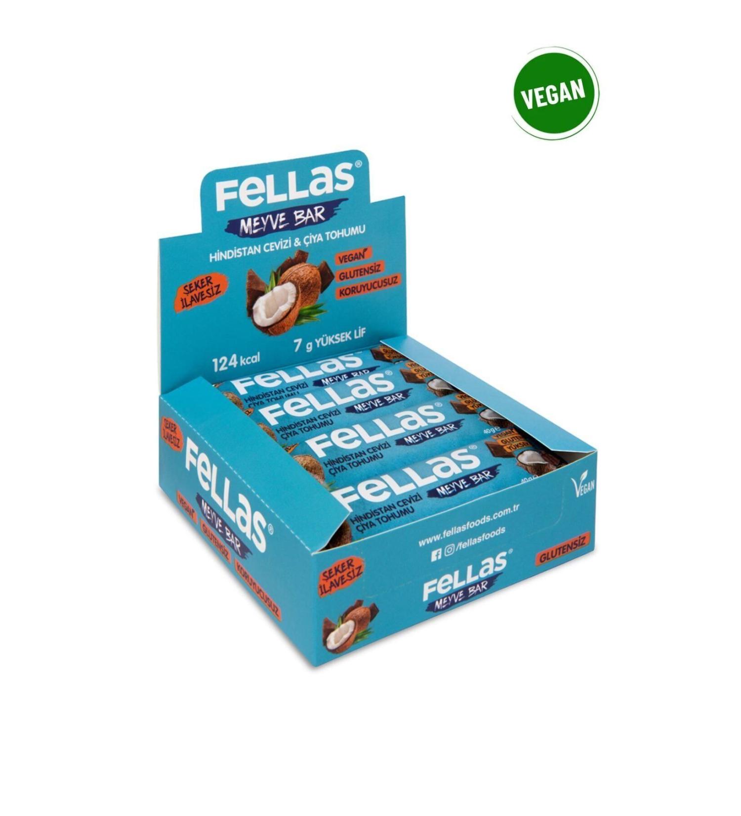 Fellas Fruit Bar - Chia and Coconut 40 gr x 12 Pieces - Buy Online on GoSupps.com