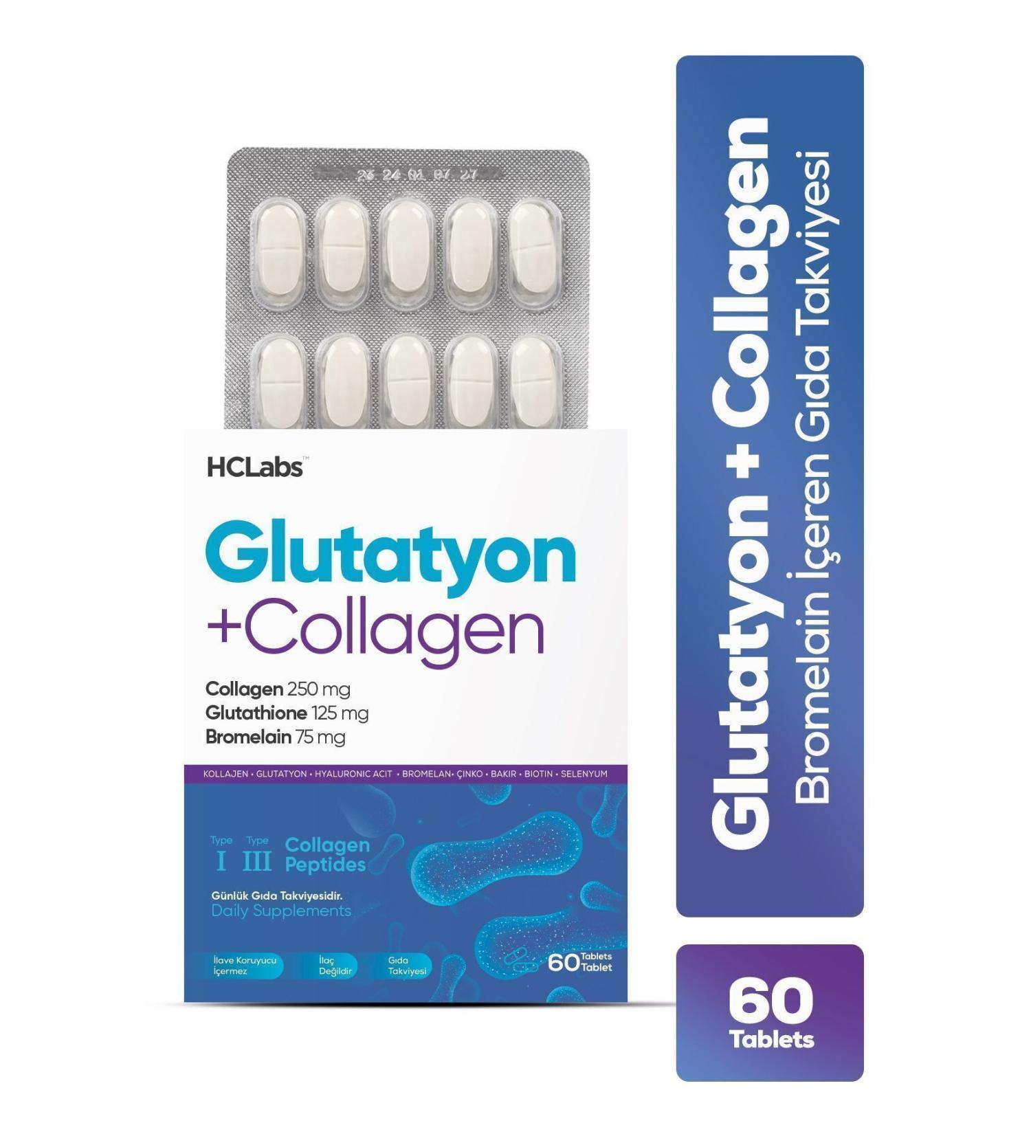 HCLABS Glutathione+Collagen 60 Tb. - Buy Online on GoSupps.com