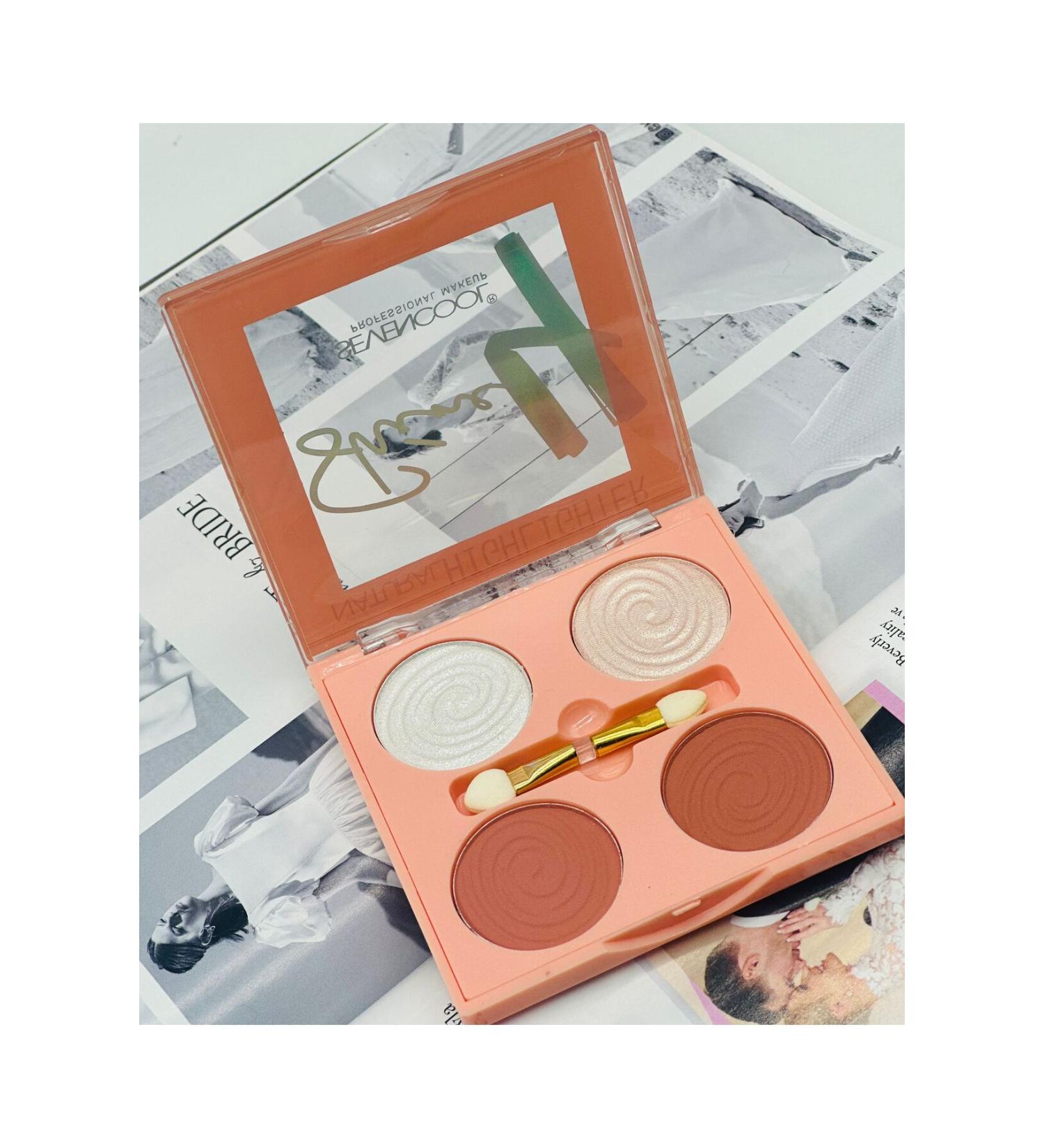 sevencool Highlighter & Blush Palette 4 Pieces