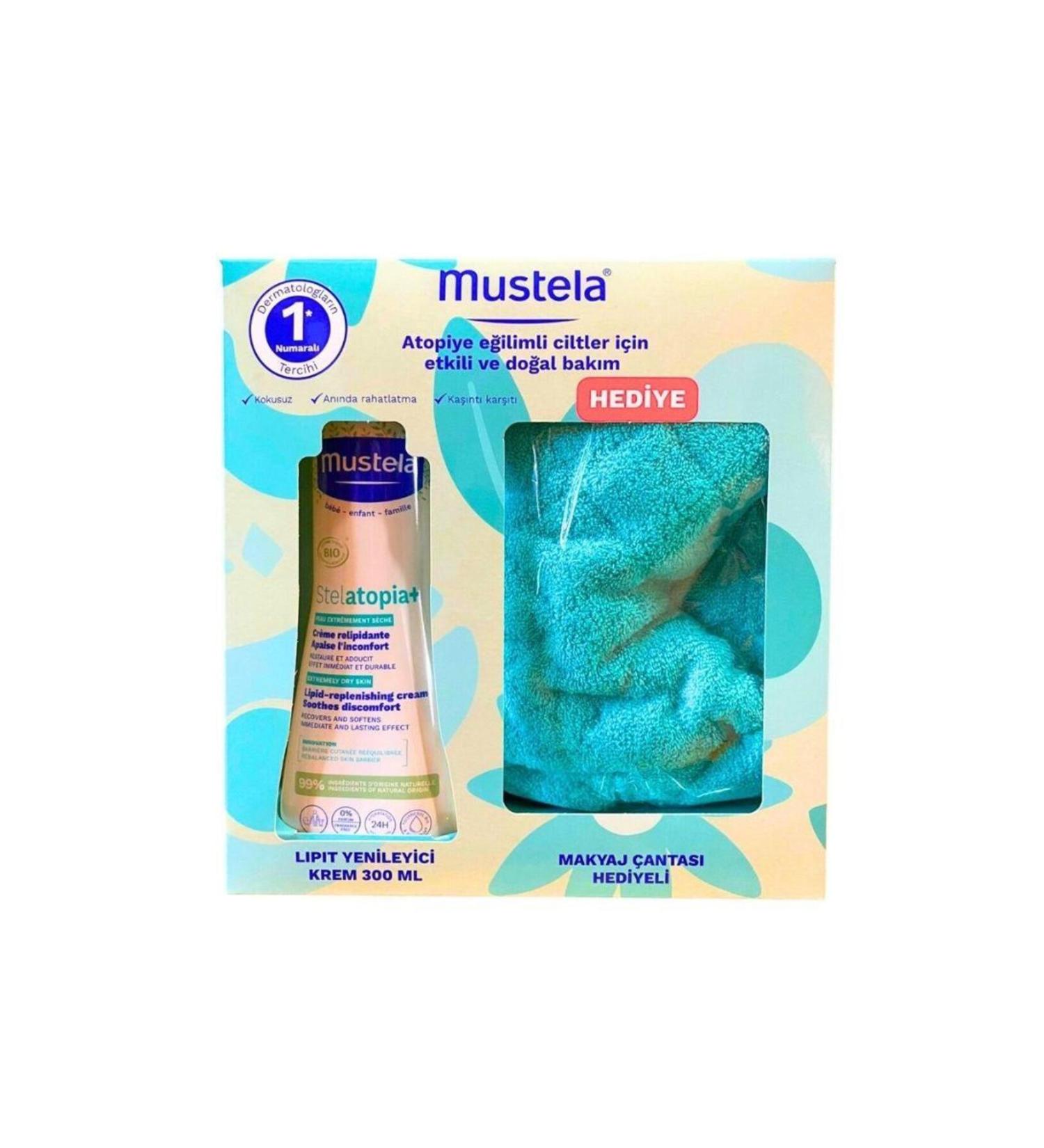 Mustela Stelatopia Lipid Replenishing Cream 300 ml with Makeup Bag Gift