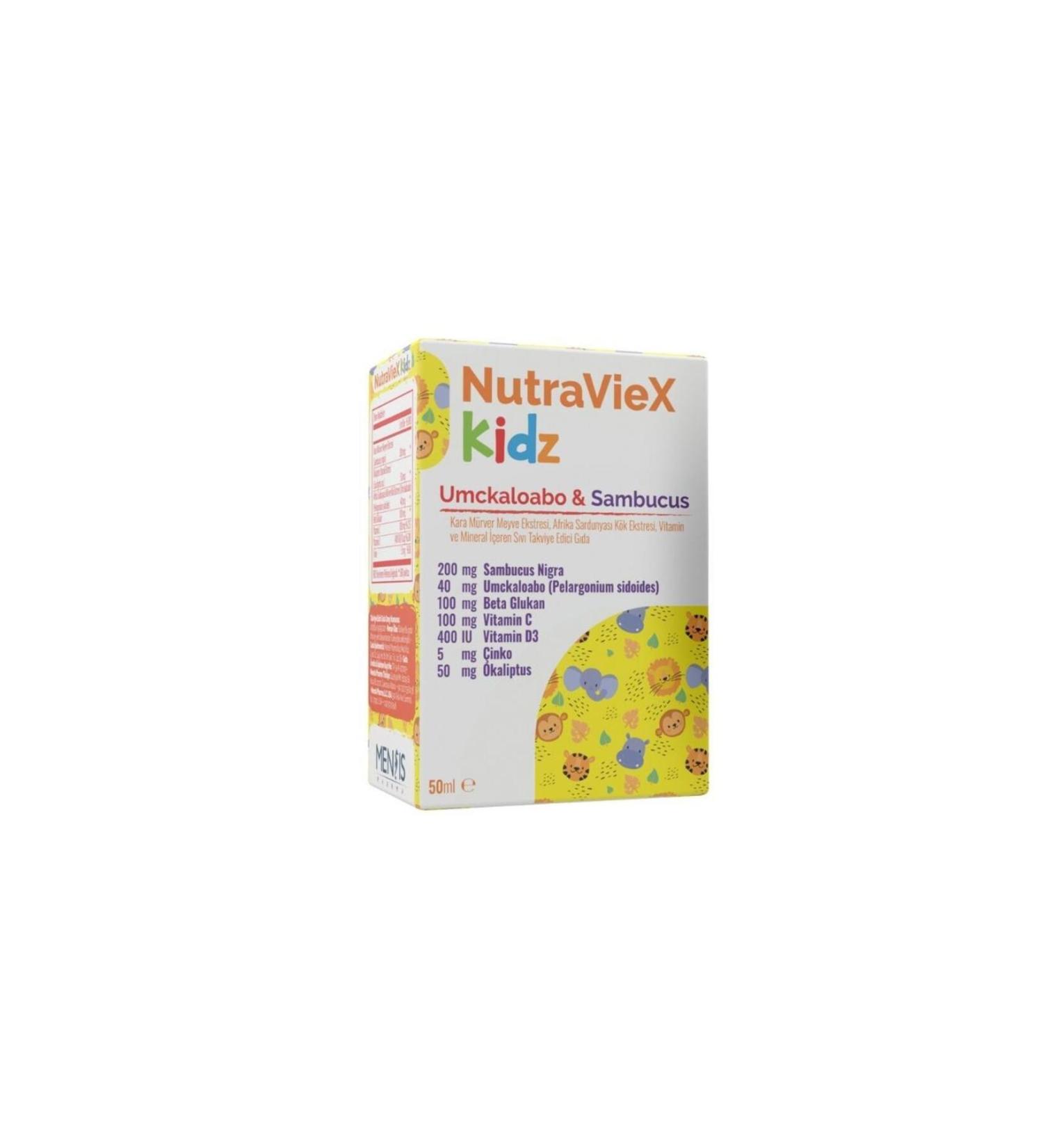 NutraViex Kidz Umckaloabo &sambucus Multivitamin and Multimineral Liquid Food Supplement 50ml