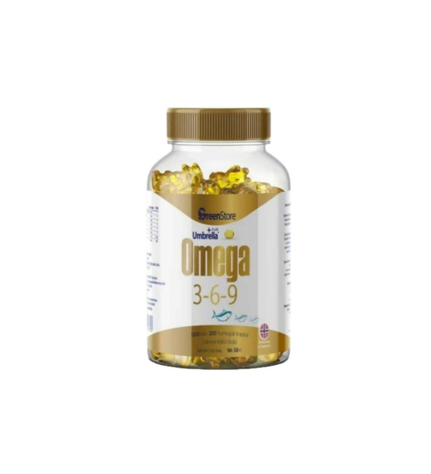 Green Store Umbrella Plus Omega 3-6-9 Norwegian Fish Oil 1300 Mg 200 Capsules
