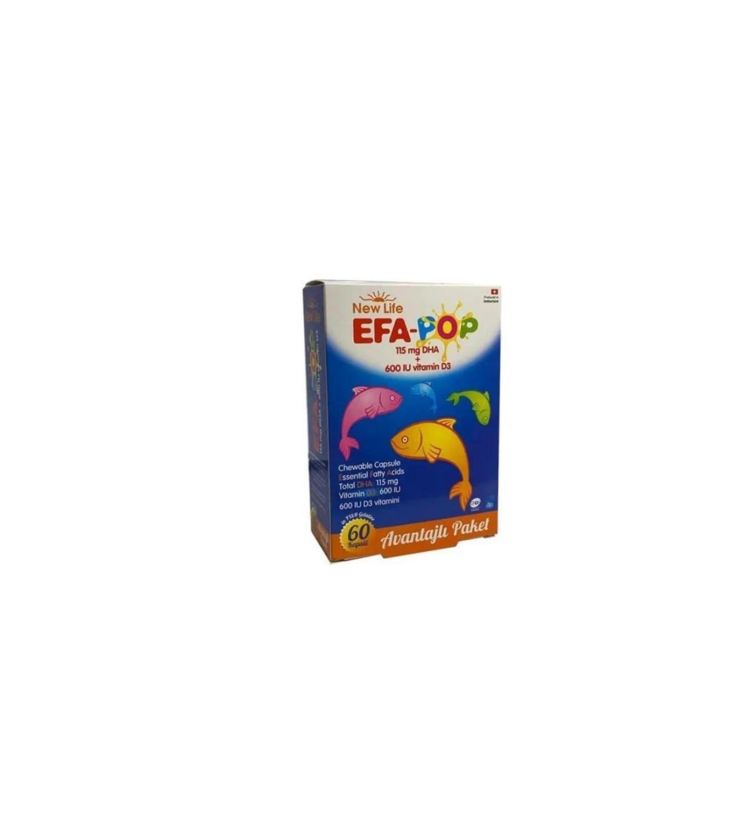 New Life Efa Pop Fish Oil Supplementary Food 60 Chewable Capsules