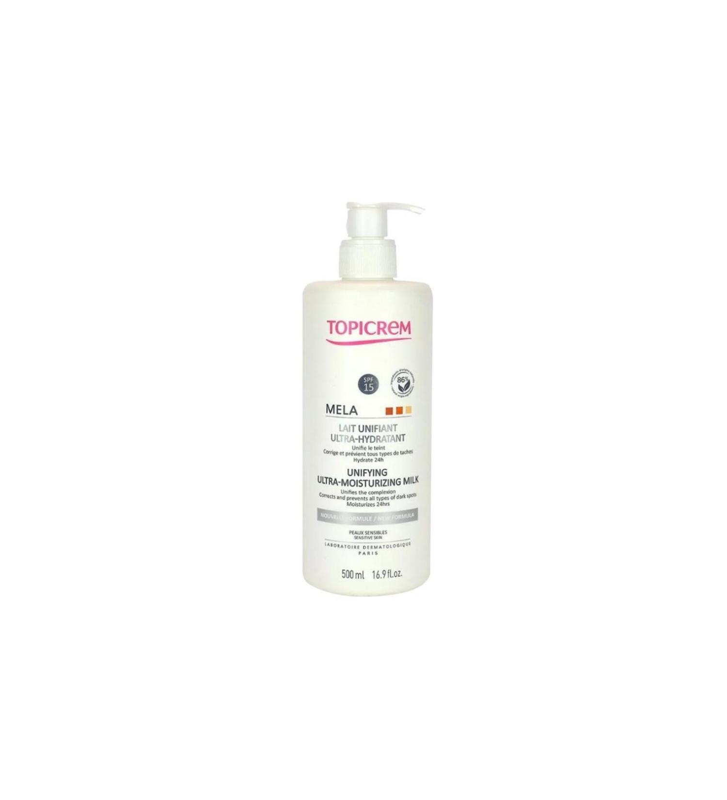 Topicrem Mela Unifying Ultra Moisturizing Milk Spf15 Sun Protection Brightening Body Milk 500ml