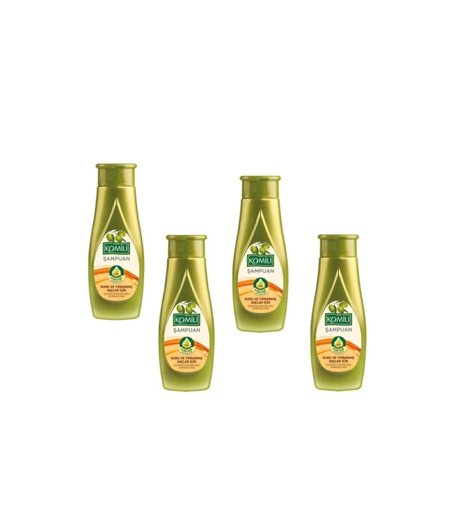 Komili 4 Pieces Repairing Care Shampoo for Dry and Damaged Hair with Olive Oil 500 ml