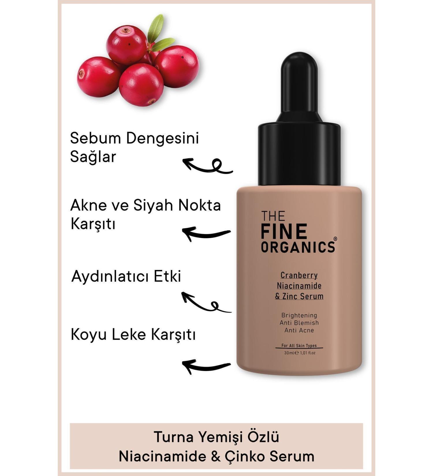 THE FINE ORGANICS Cranberry Extract Niacinamide & Zinc Anti-Dark Spot and Brightening Serum 30 ml - Buy Online on GoSupps.com