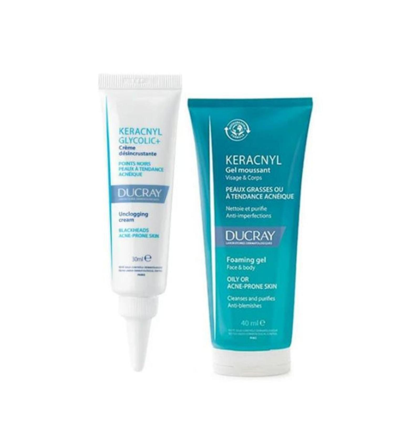 Ducray Keracnyl Glycolic Cream 30 ml Keracnyl Gel 40ml Gift
