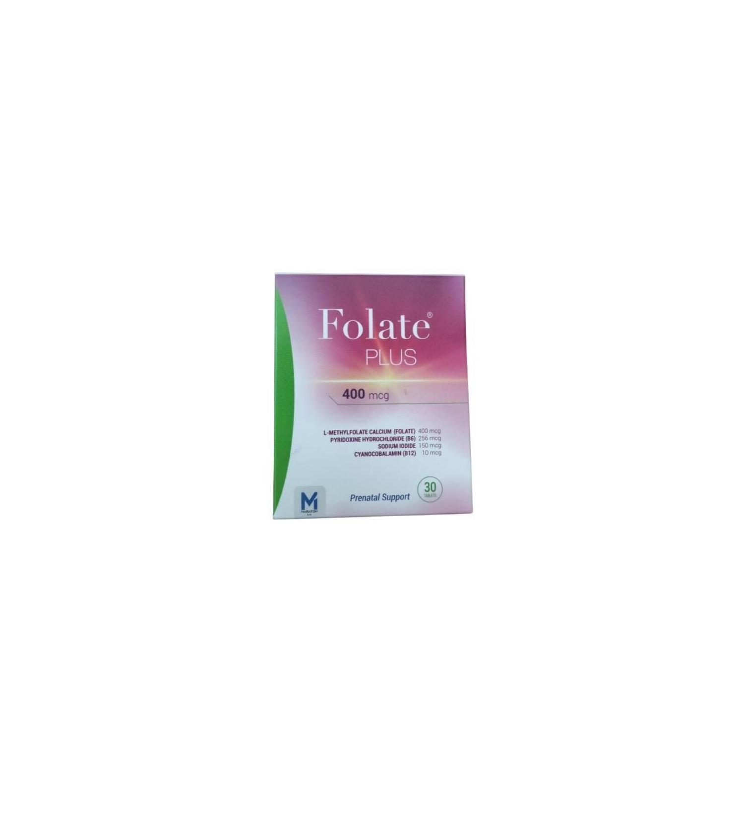 Folate Plus Vitamin B and Minerals Supplementary Food 400mcg 30 Tablets