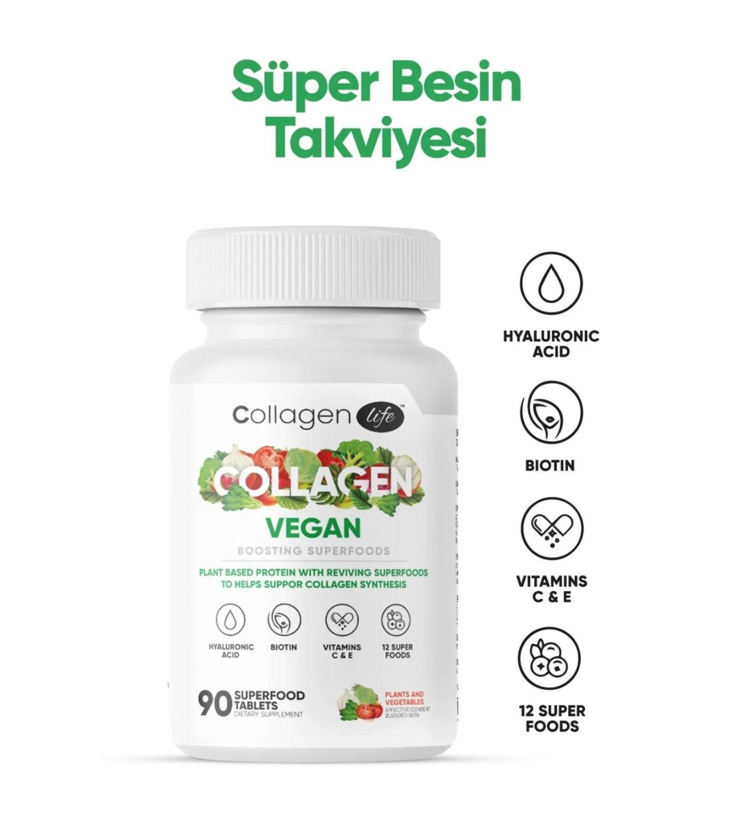 Collagen Life Plant Based Protein Powder with Vegan Collagen Support 90 Tablets and Life Biotin Hyaluronic Acid - Buy Online on GoSupps.com