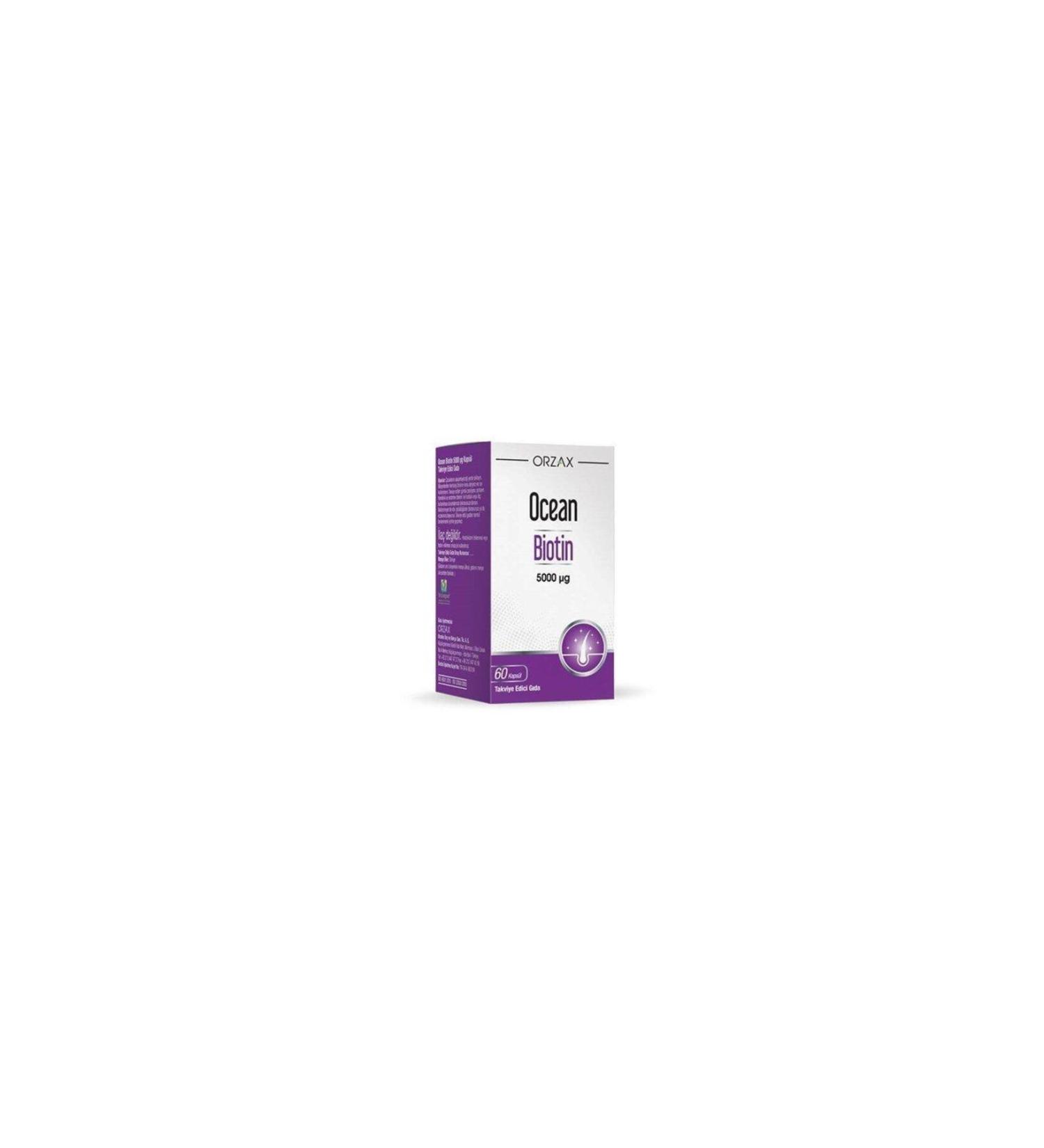 Orzax Biotin Food Supplement 5000ug 60 Capsules