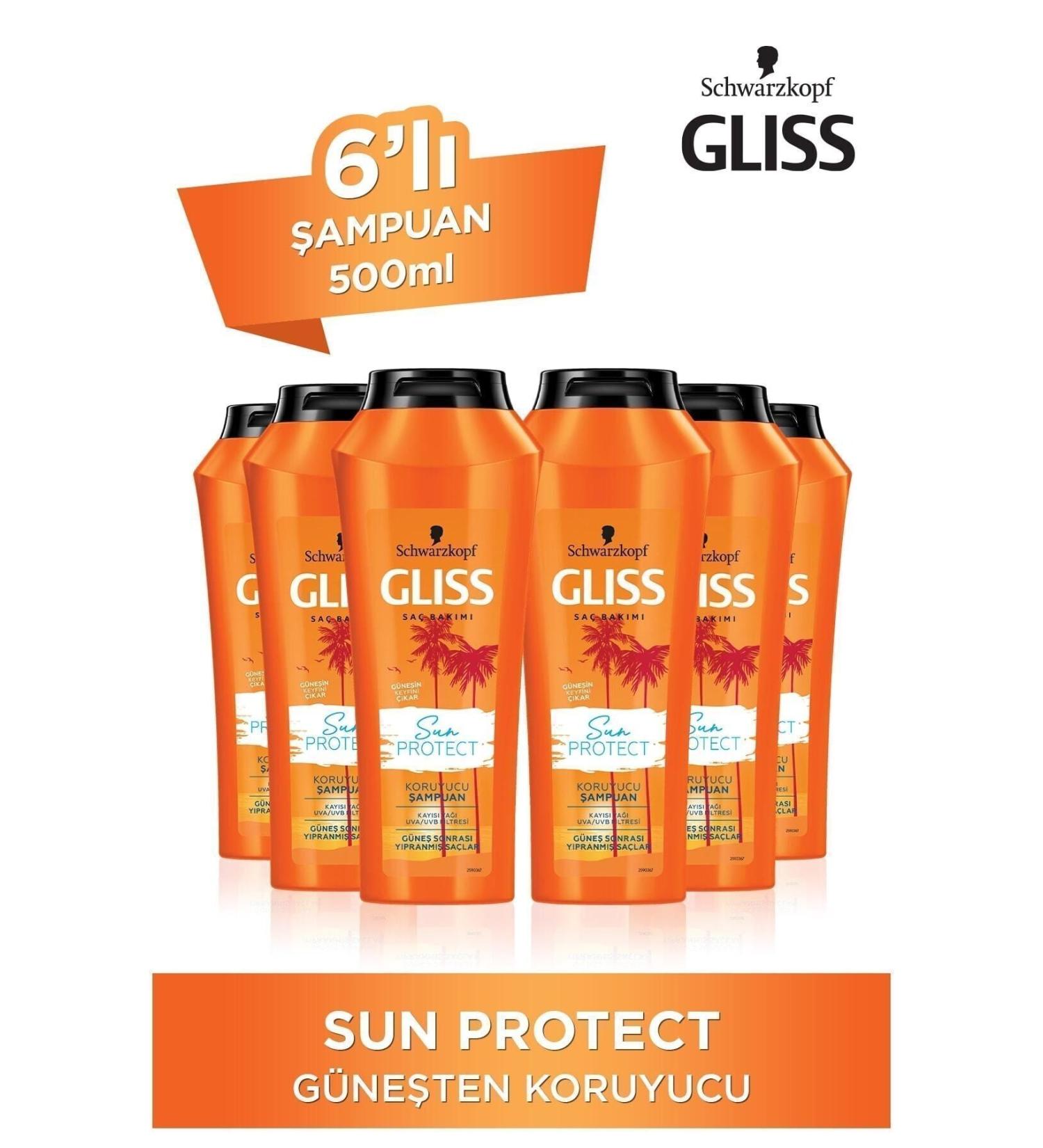 Gliss Sun Protect Sun Protection Shampoo 500 Ml 6 Pieces - Buy Online on GoSupps.com