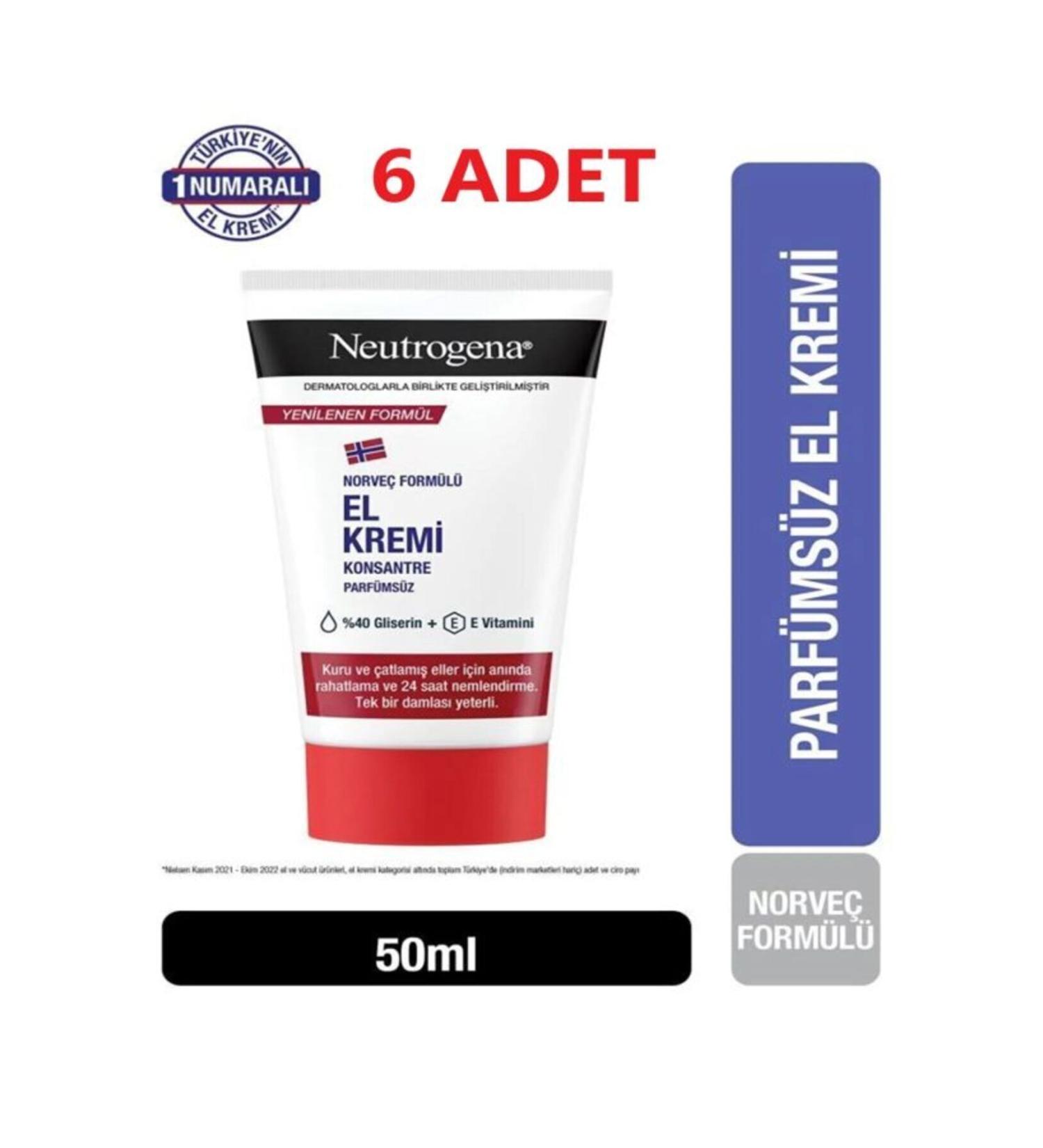 Neutrogena Norwegian Formula Hand Cream Unscented 50 ml 6 PCS