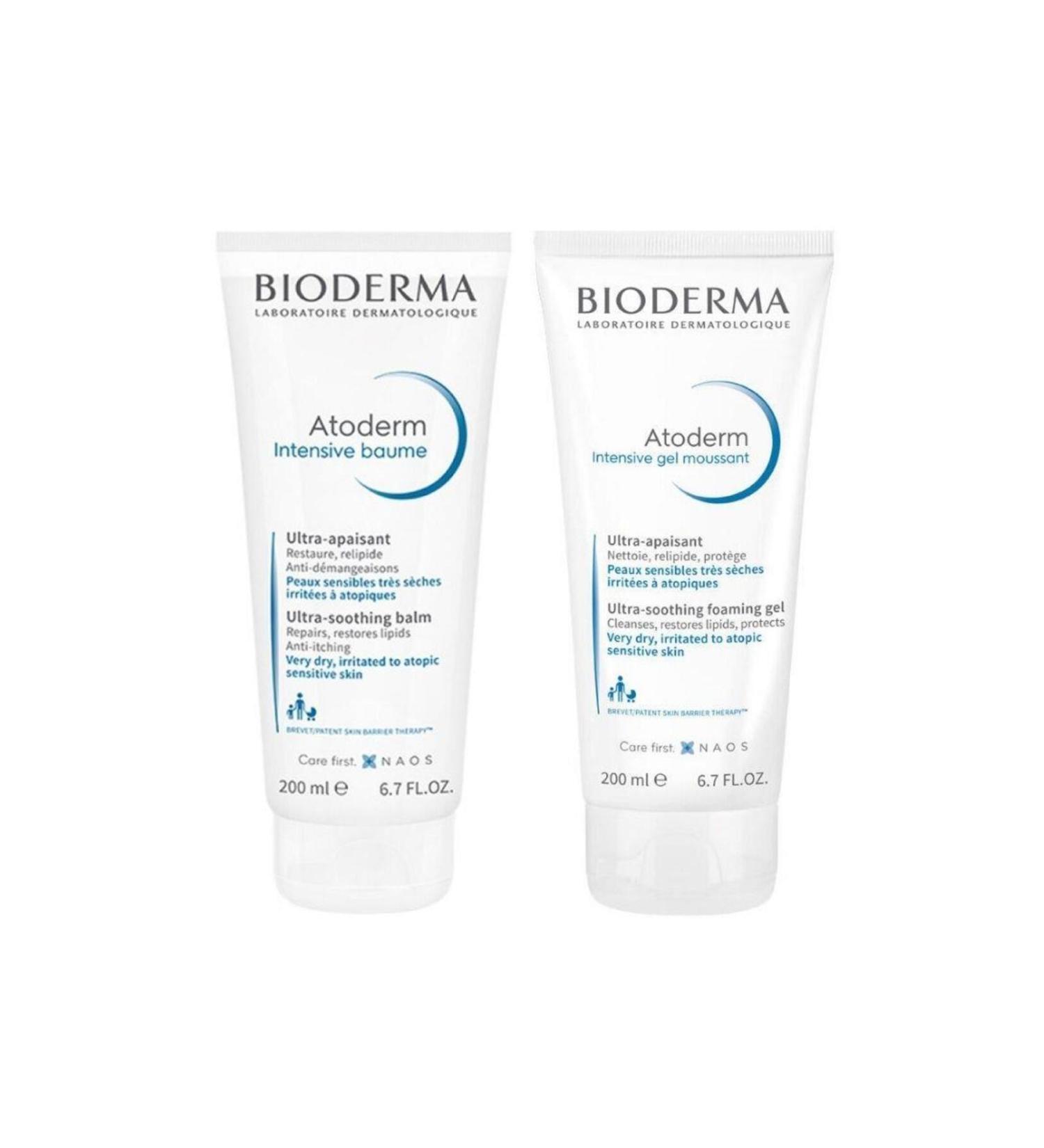 Bioderma Atoderm Intensive Moisturizer 200ml & Atoderm Intensive Cleansing Gel 200ml