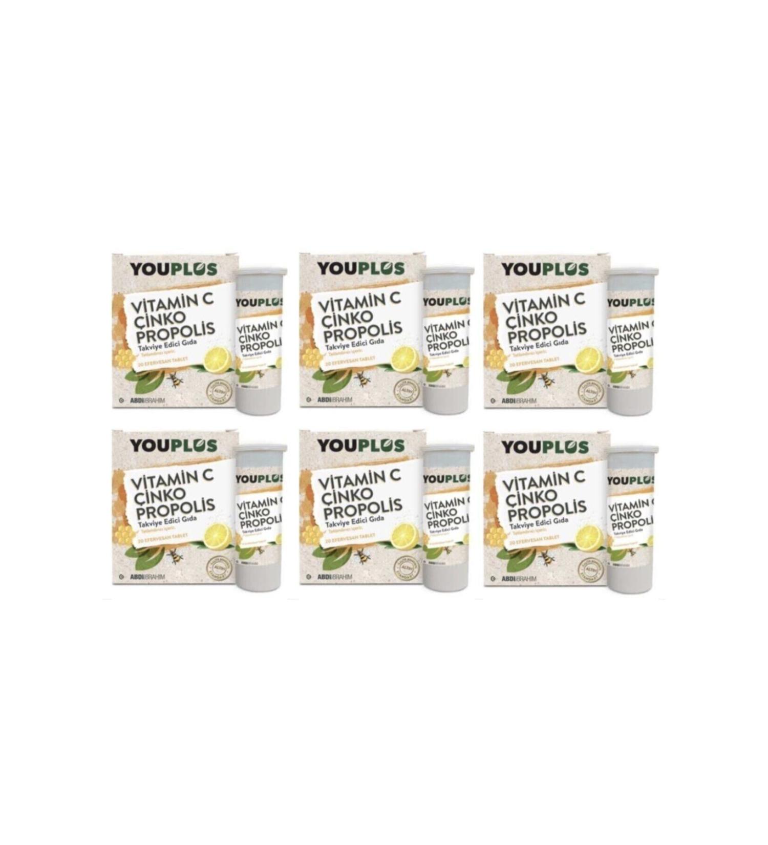 Youplus 6 Pieces Youplus Vitamin C Zinc Propolis Effervescent Tablet Supplement