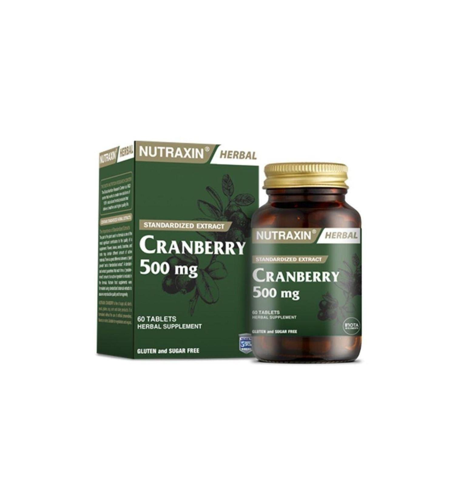 Nutraxin Cranberry 500 Mg 60 Tablets - Buy Online on GoSupps.com