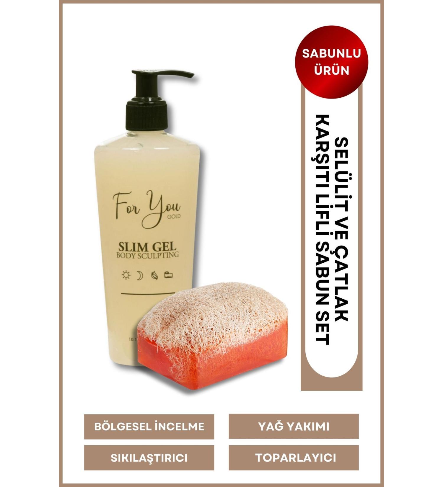 For You Gold Slim Gel Slimming - Firming - Fat Burning - Anti-Stretch and Cellulite Cream & Pumpkin Fiber Soap - Buy Online on GoSupps.com