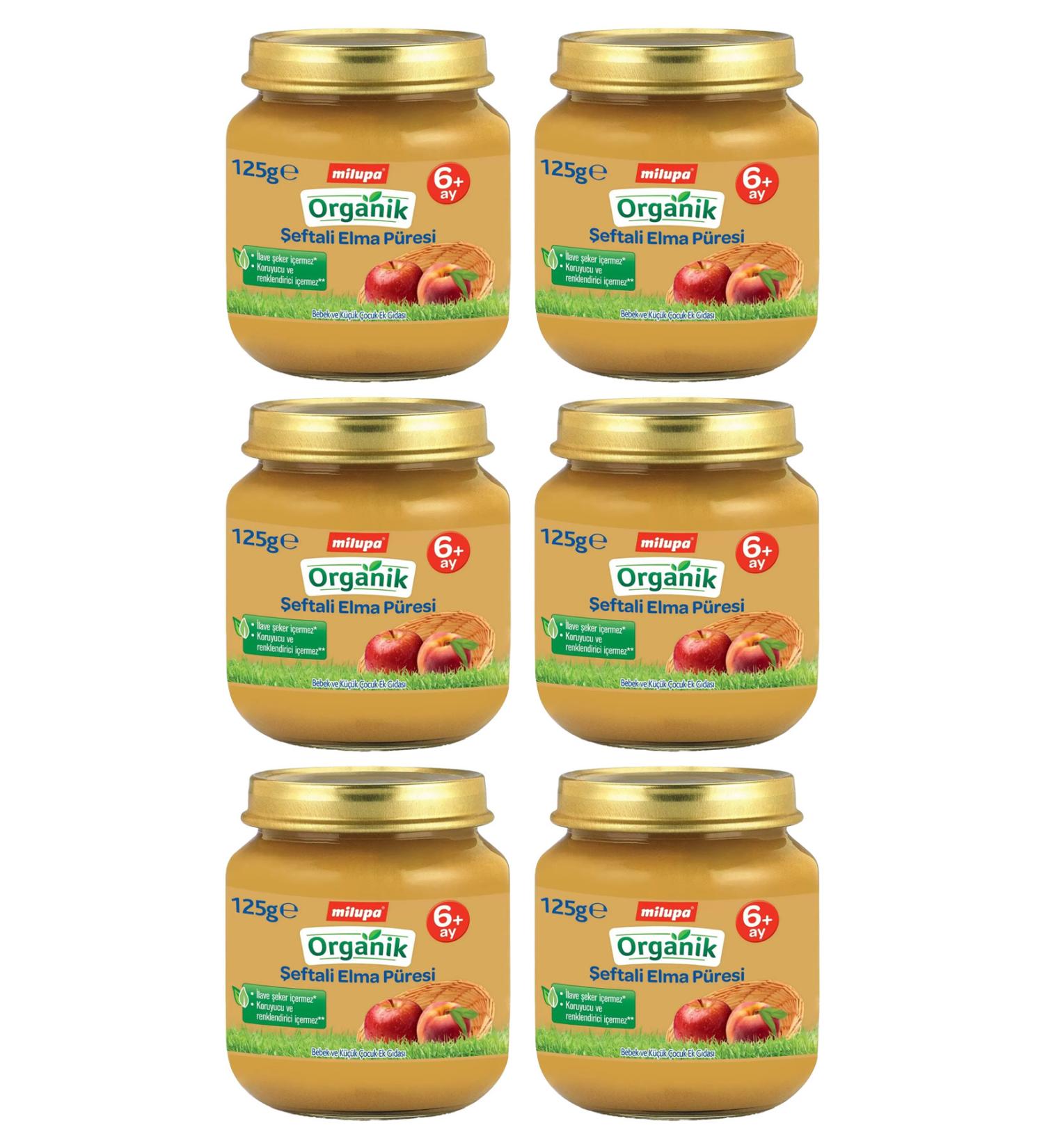 Milupa Organic Peach Apple Jar 125 gr X 6 Pieces