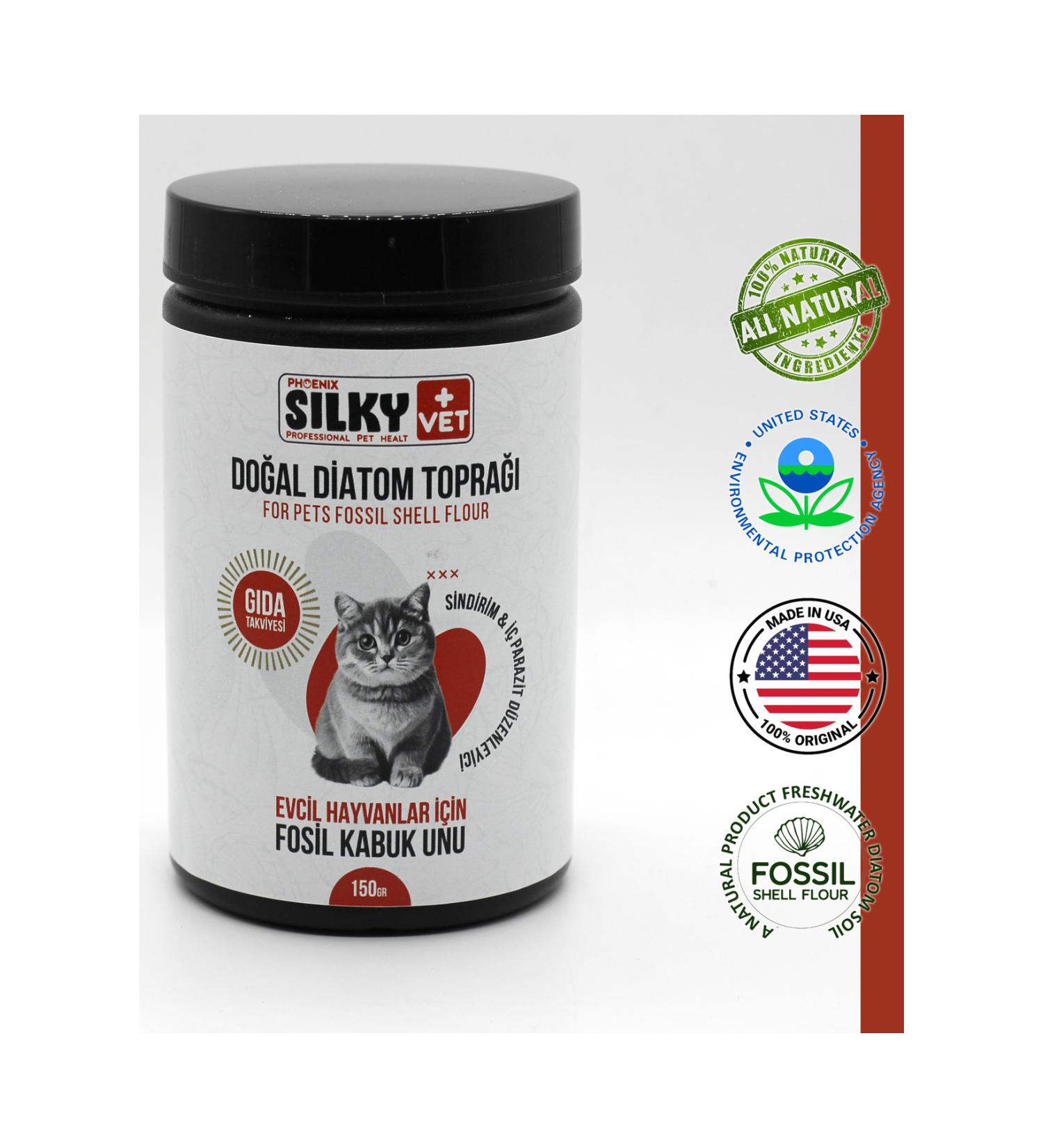 Silky - Natural Diatomaceous Earth Food Supplement for Cats (150gr) - Buy Online on GoSupps.com