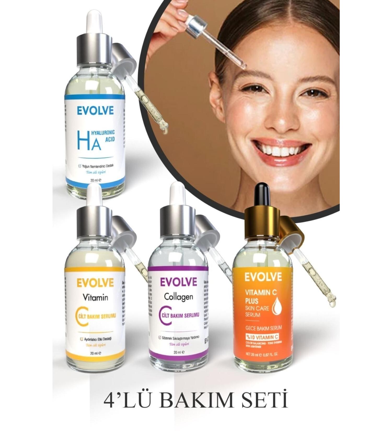 evolve Collagen Vitamin C Hyaluronic Acid and Anti-Dark Spot Quadruple Care Serum Set - Buy Online on GoSupps.com