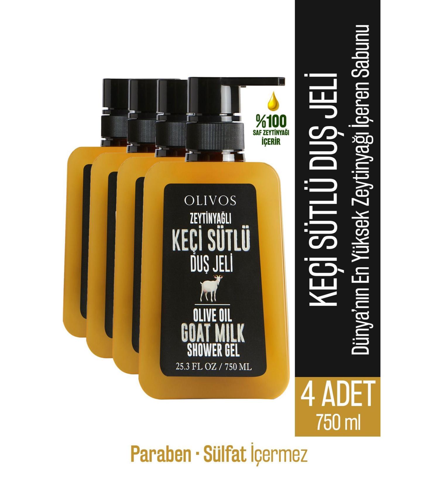 Olivos Natural Olive Oil Goat Milk Bath and Shower Gel Goat Milk Olive Oil Skin Moisturizer 4 PCS 750ML - Buy Online on GoSupps.com