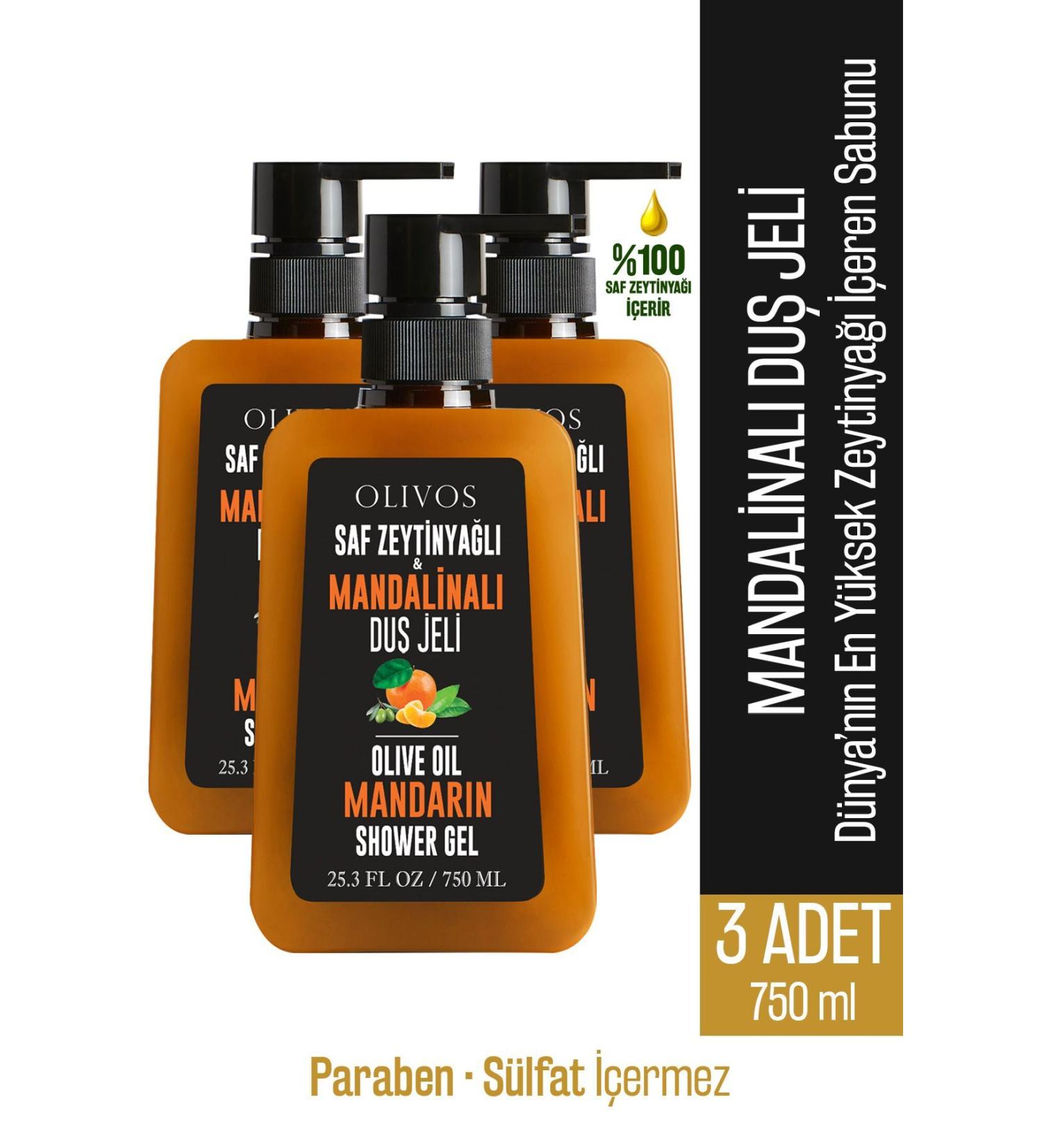 Olivos Natural Olive Oil Tangerine Scented Bath Shower Gel Olive Oil Tangerine Moisturizer 3 PCS 750ML - Buy Online on GoSupps.com