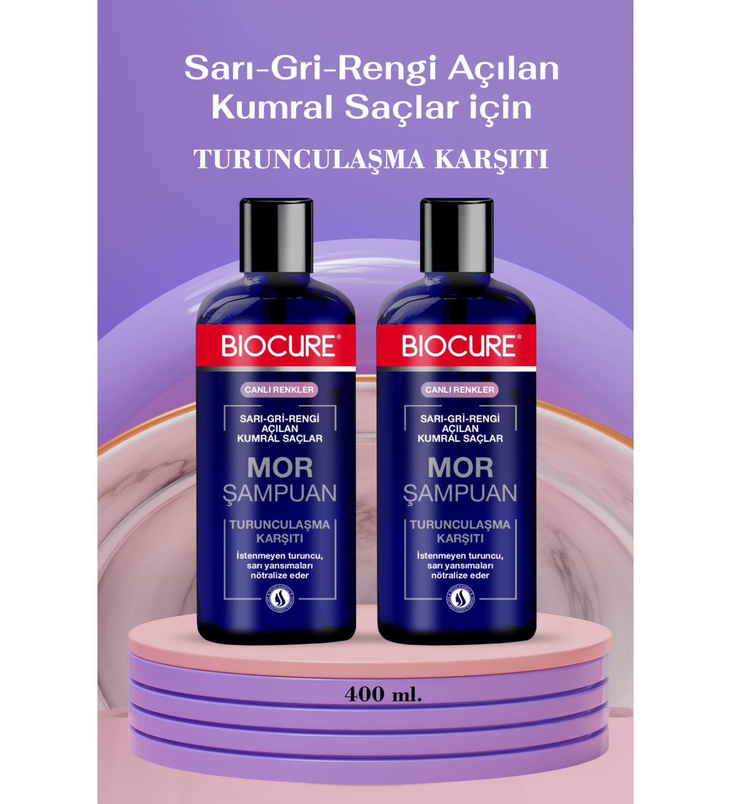 Biocure Anti-Orange Purple Shampoo / For Blonde Hair That Lightens Yellow-Grey Color 400 Ml. X 2 Pieces - Buy Online on GoSupps.com