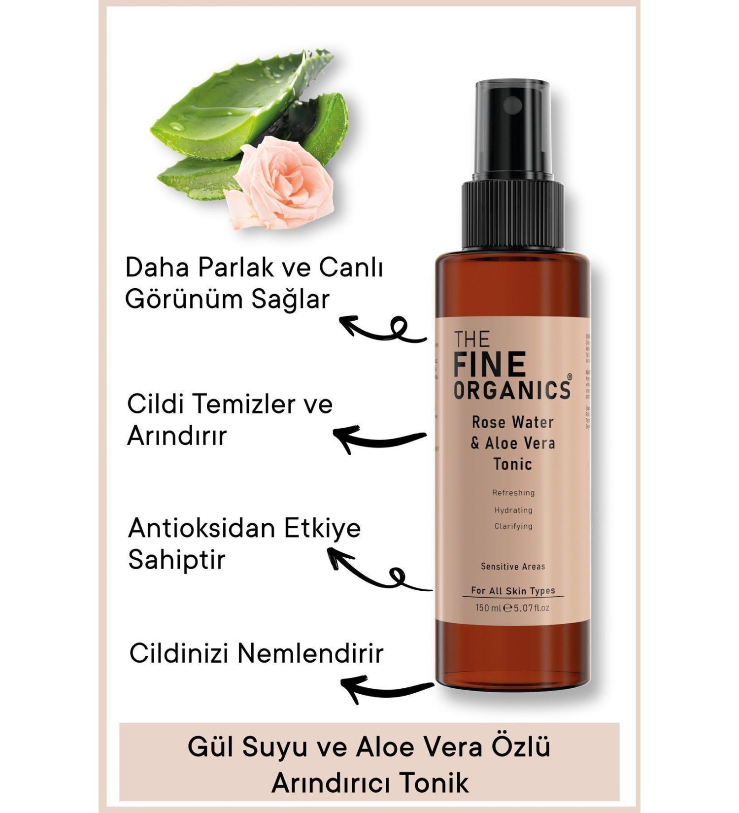 THE FINE ORGANICS Rose Water & Aloe Vera Extract Pore Tightening and Purifying Toner 150ml - Buy Online on GoSupps.com
