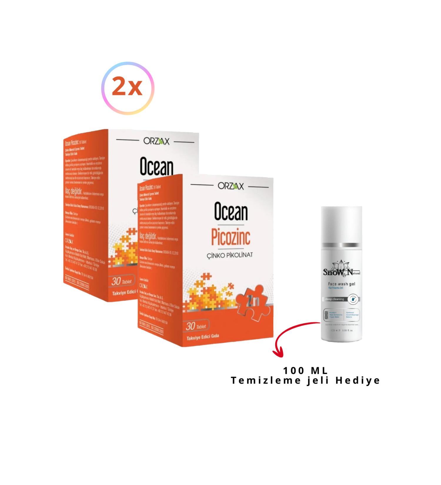 Ocean Picozinc Food Supplement 30 Tablets (X2) & facial cleansing gel 100 ml (X1)