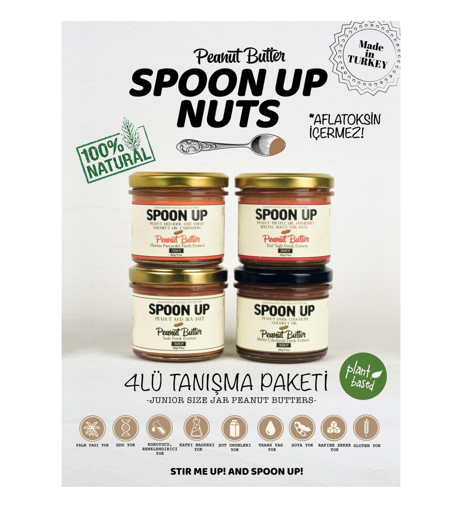 SPOONUP 4-Piece Peanut Butter Introduction Pack (130GX4) (SUGAR-FREE GLUTEN-FREE ADDITIVE-FREE AND VEGAN) - Buy Online on GoSupps.com