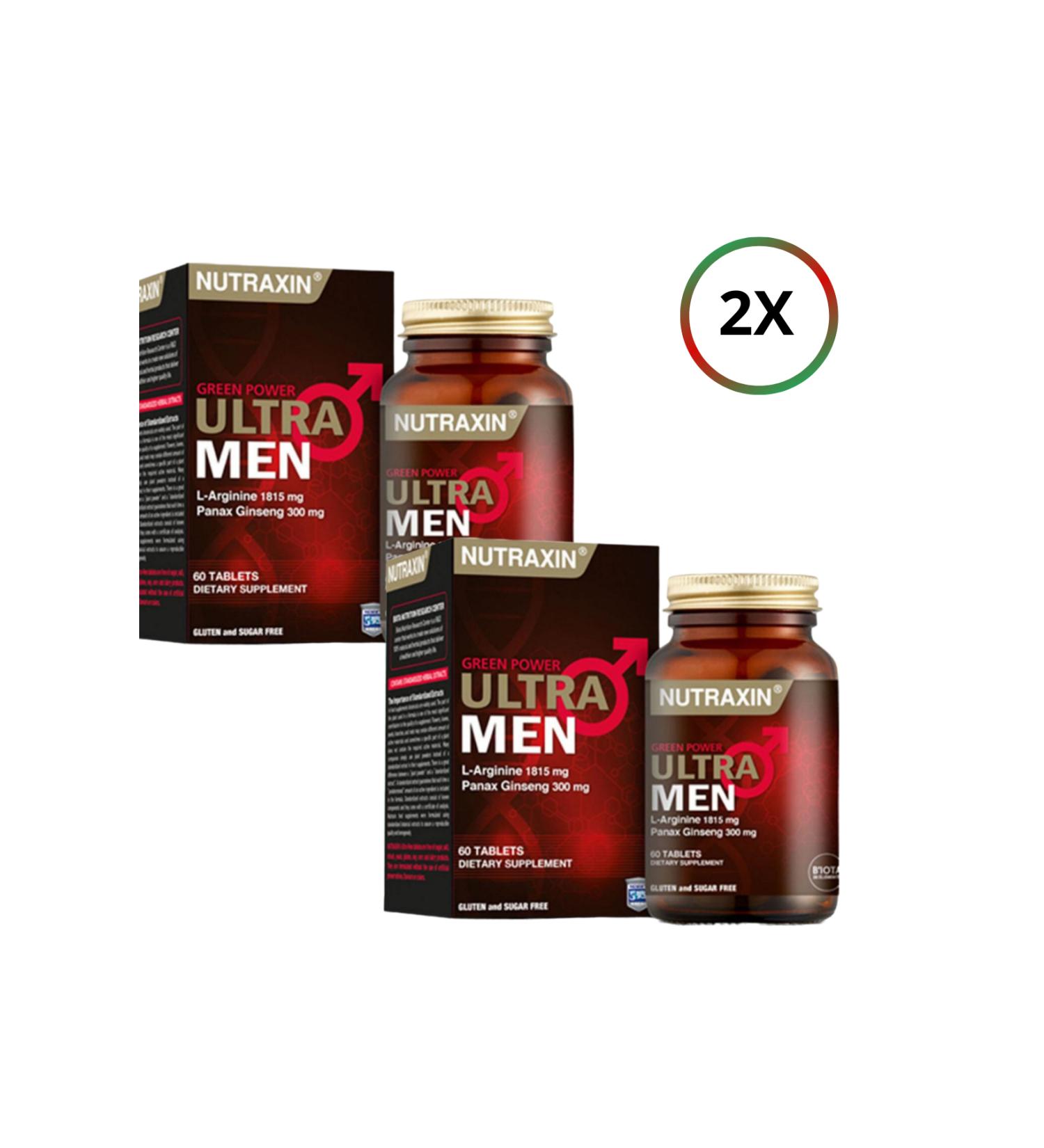 Nutraxin Ultra Men 60 Tablets Panex Ginseng Containing (X2) pcs '&'100 ml face cleansing gel (x1) pcs