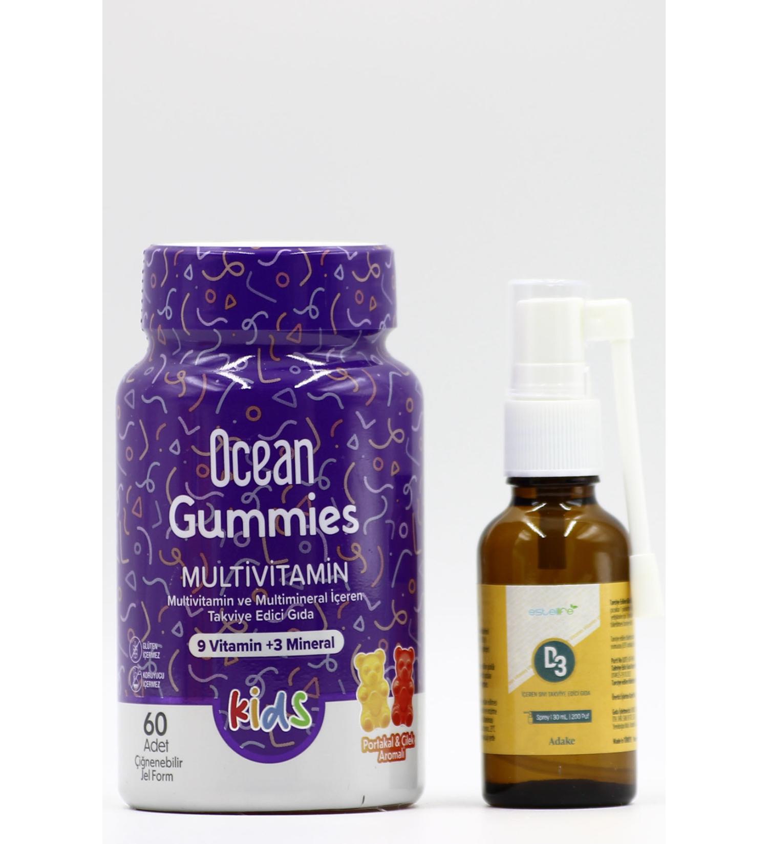 Orzax Ocean Gummies Multivitamin Kids - 60 Gel Tablets D3 Vitamin Spray 30ml | 200 Puffs - Buy Online on GoSupps.com
