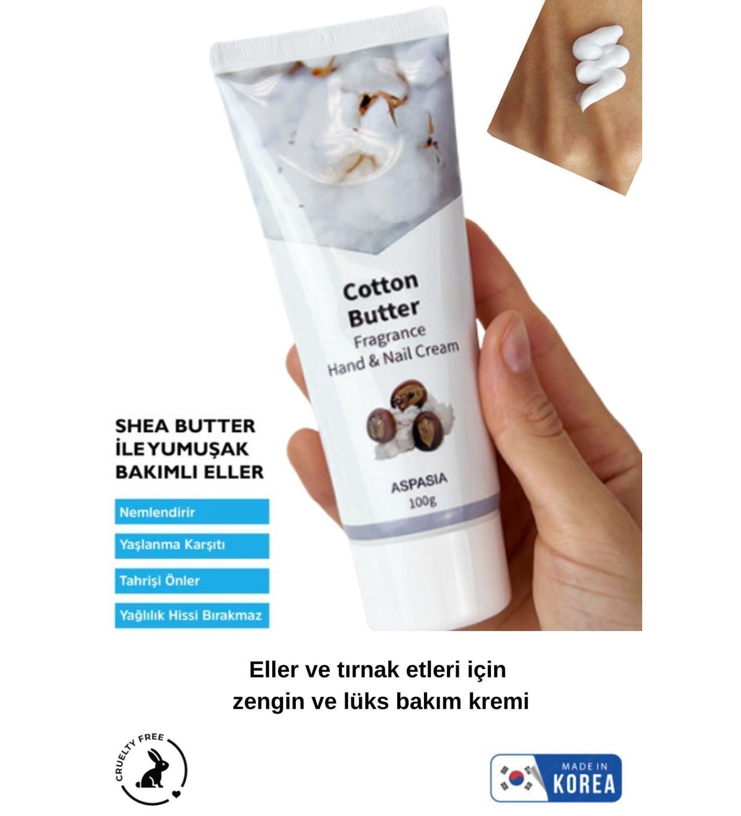 Aspasia Shea Butter Cotton Essence Moisturizing Korean Hand & Nail Care Cream 100g