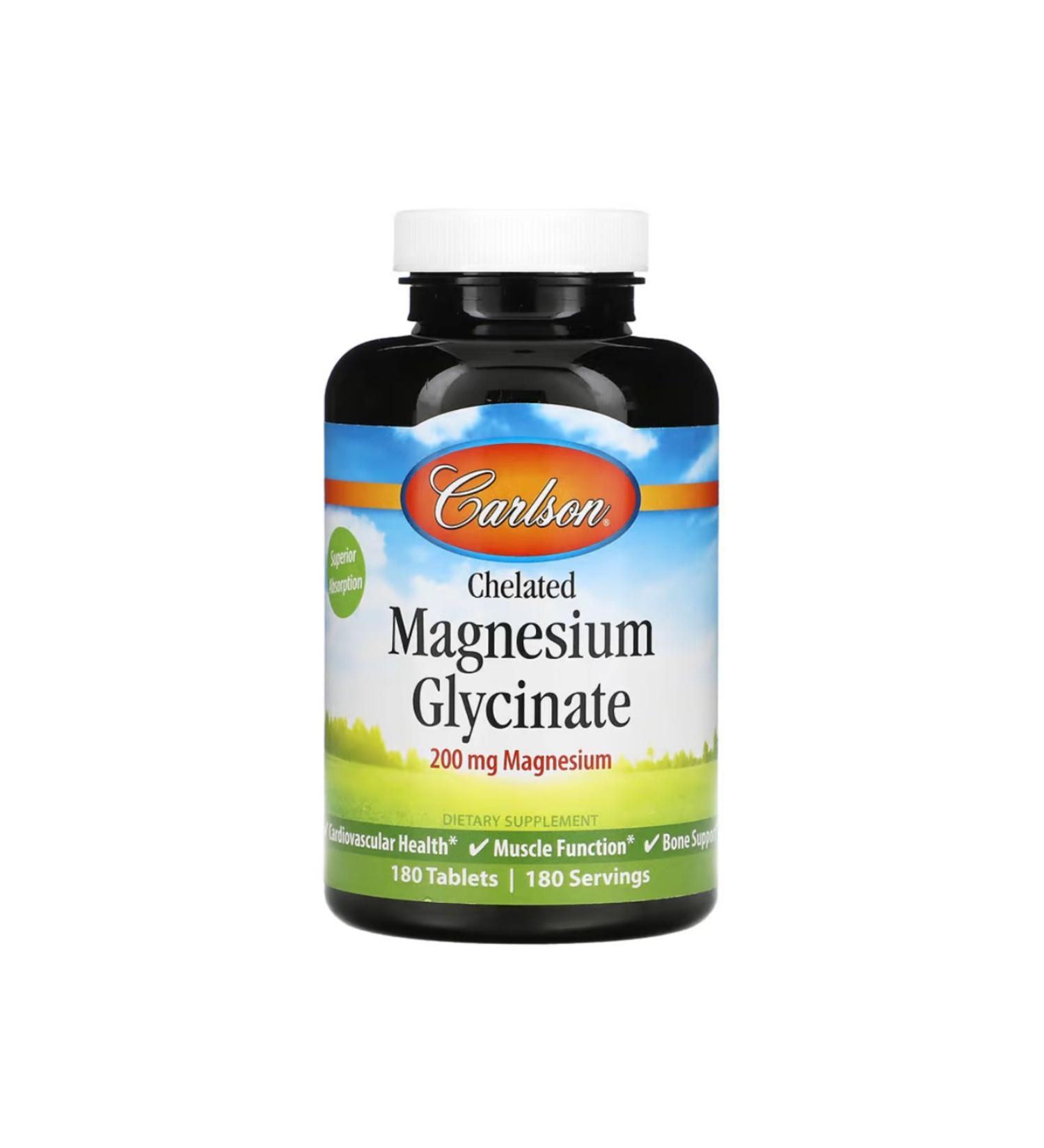 Carlson Chelated Magnesium Glycinate 200 mg 180 Tablets