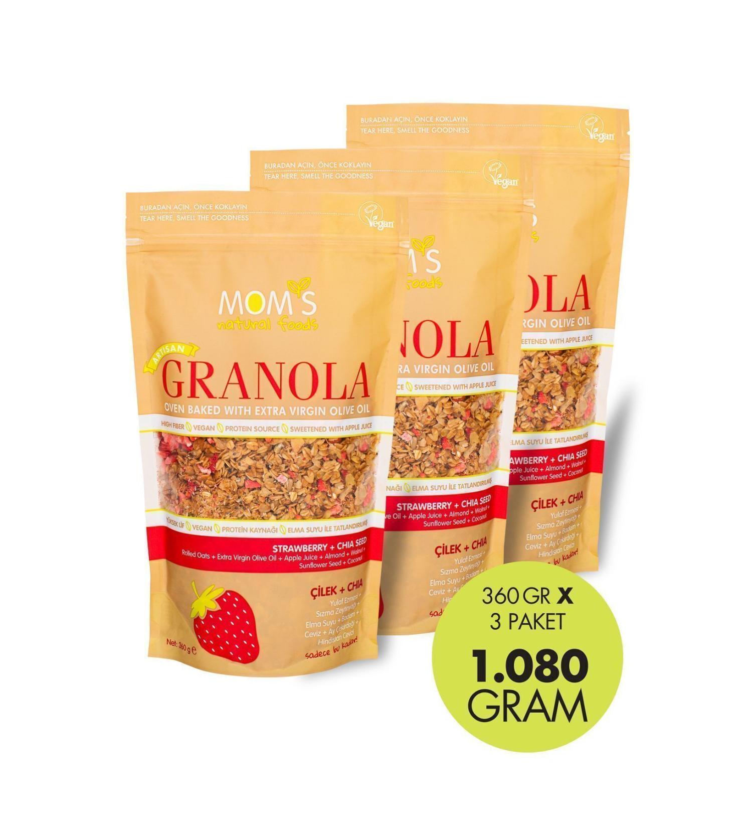 Mom's Natural Foods 3-PACK STRAWBERRY-CHIA GRANOLA 360 G