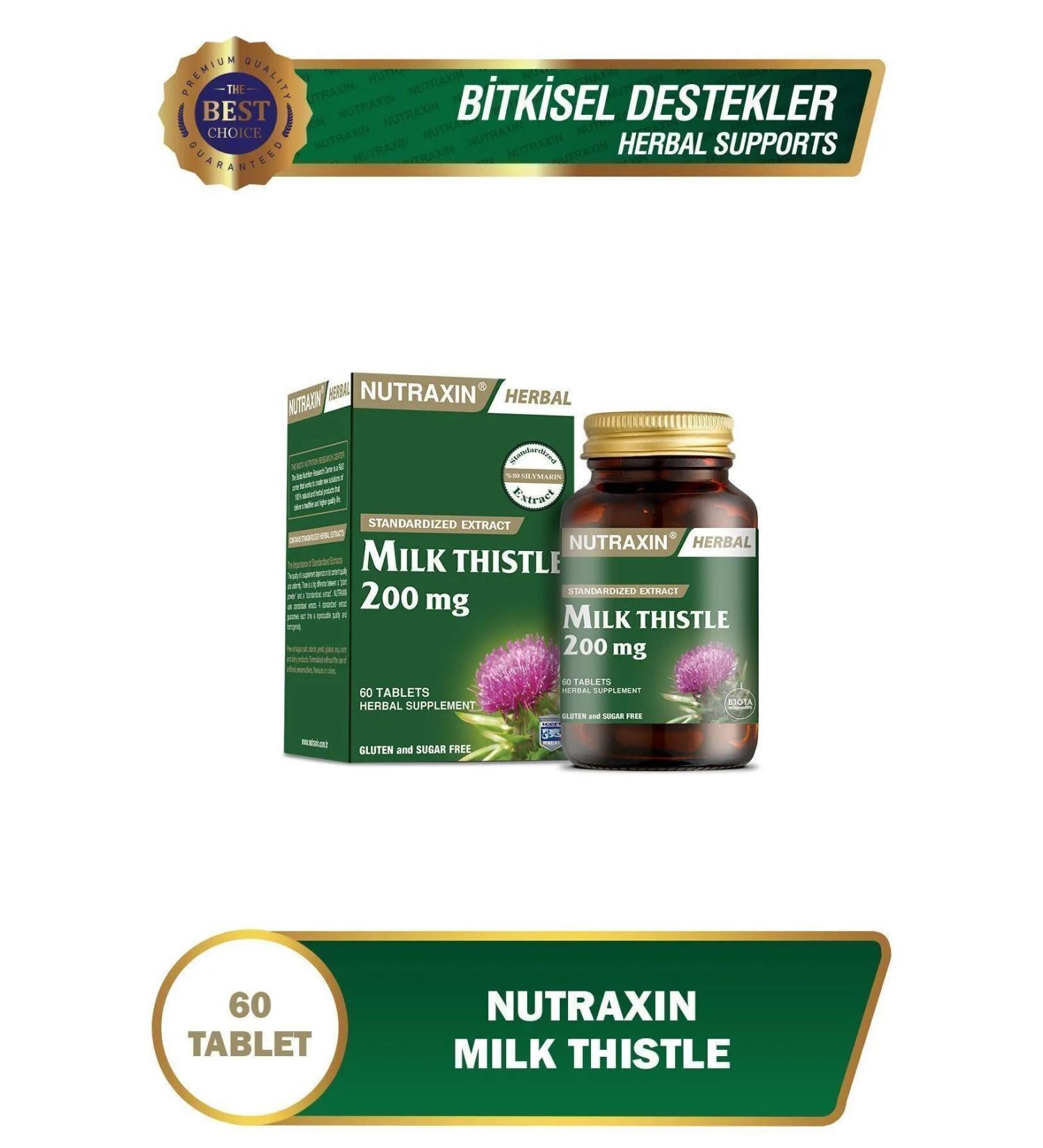 Nutraxin Milk Thistle - Milk Thistle Food Supplement 200 Mg 60 Tablets 3 Pack - Buy Online on GoSupps.com