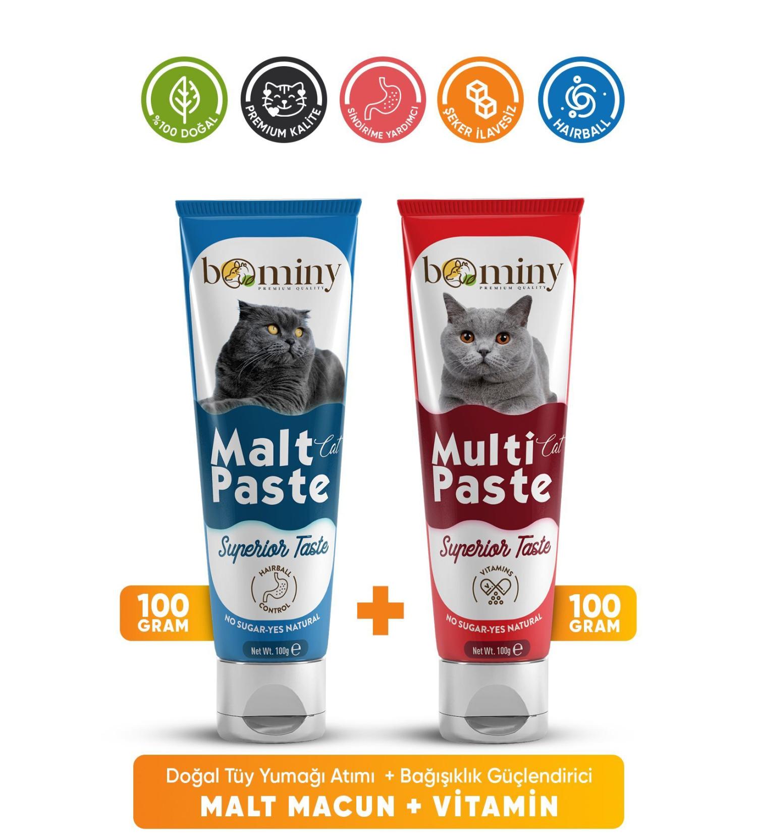 bominy pet Cat Malt Paste Hairball Prevention Multipaste Laurine 13 Vitamin Cat Vitamin 100 gr - Buy Online on GoSupps.com