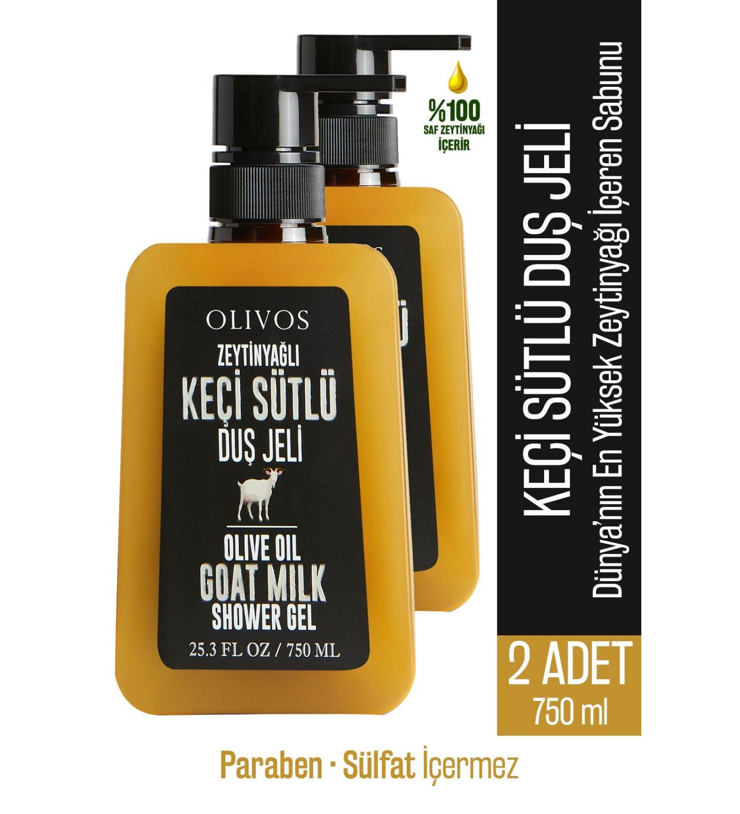 Olivos Natural Olive Oil Goat Milk Bath and Shower Gel Goat Milk Olive Oil Skin Moisturizer 2 PCS 750ML - Buy Online on GoSupps.com