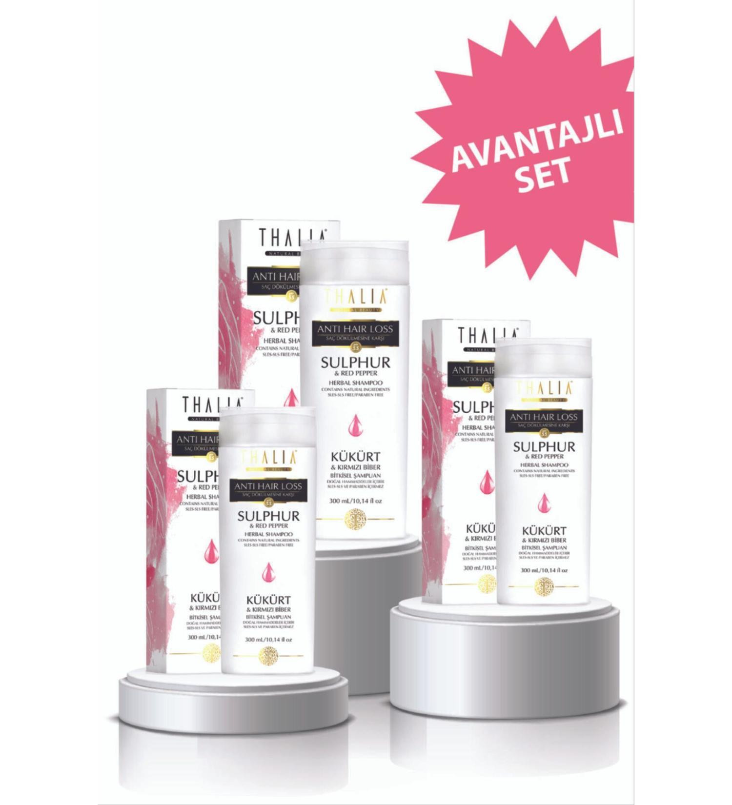 Thalia Anti-Dandruff Sulfur and Red Pepper Extract 3-Piece Shampoo Set