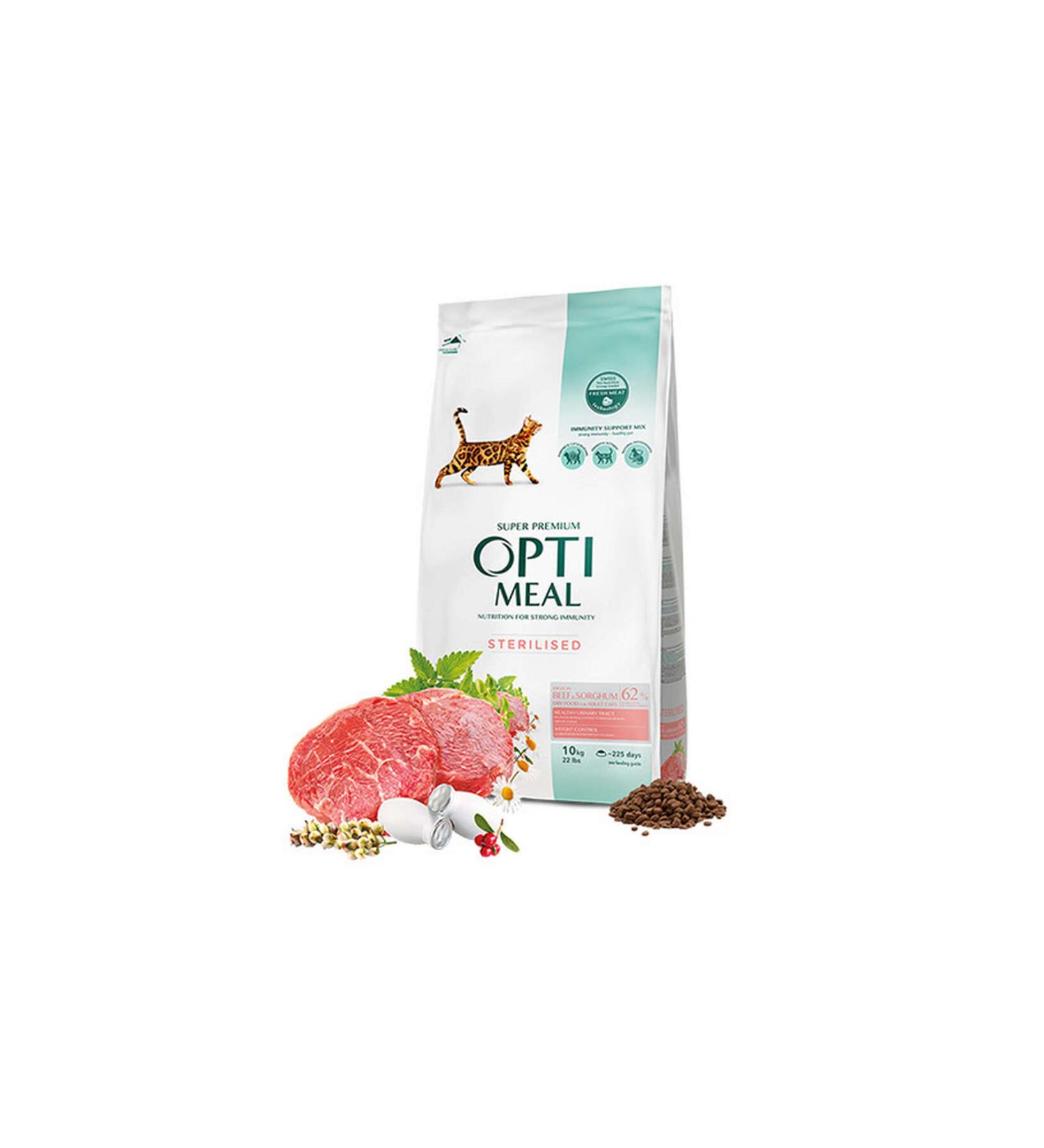 OptiMeal Super Premium Beef-Sorghum Sterilized Cat Food 10 Kg 336108