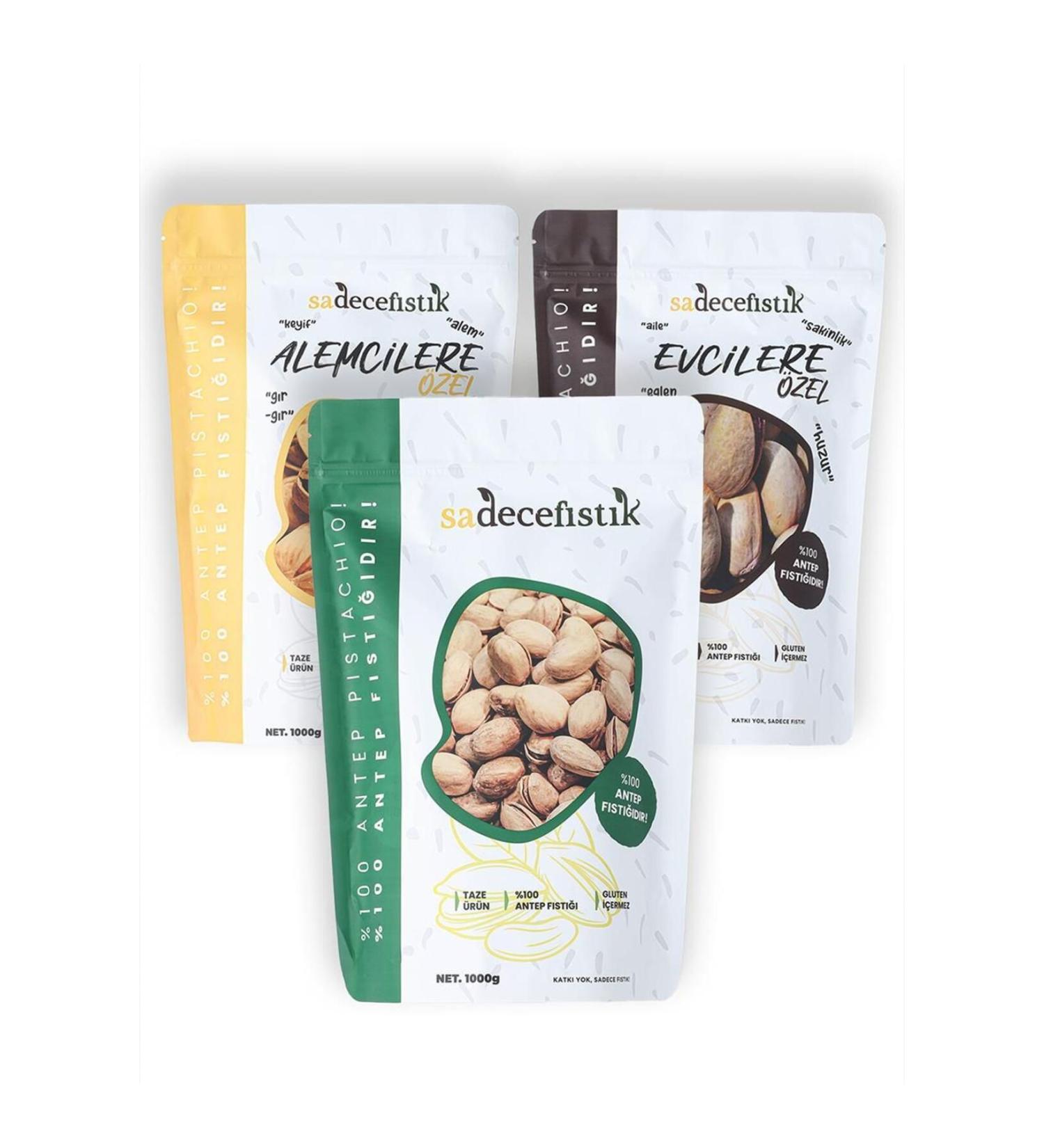 Only Pistachios Magnificent 3 (Roasted Pistachios 1000 gr. + Special Roasted Pistachios for Domestics 1000 gr. +