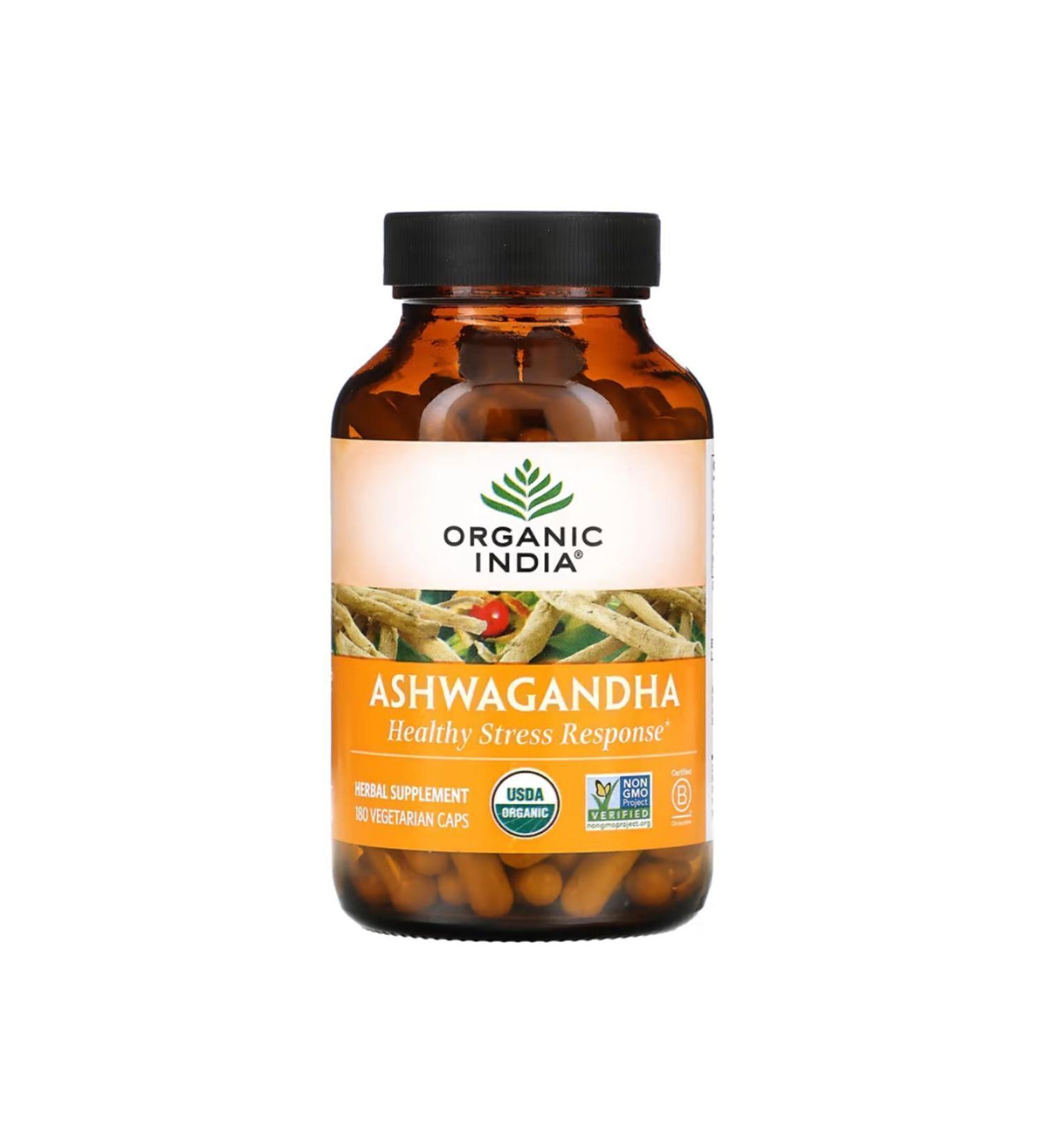 Now Organic India Ashwagan 180 Vegetarian Capsules