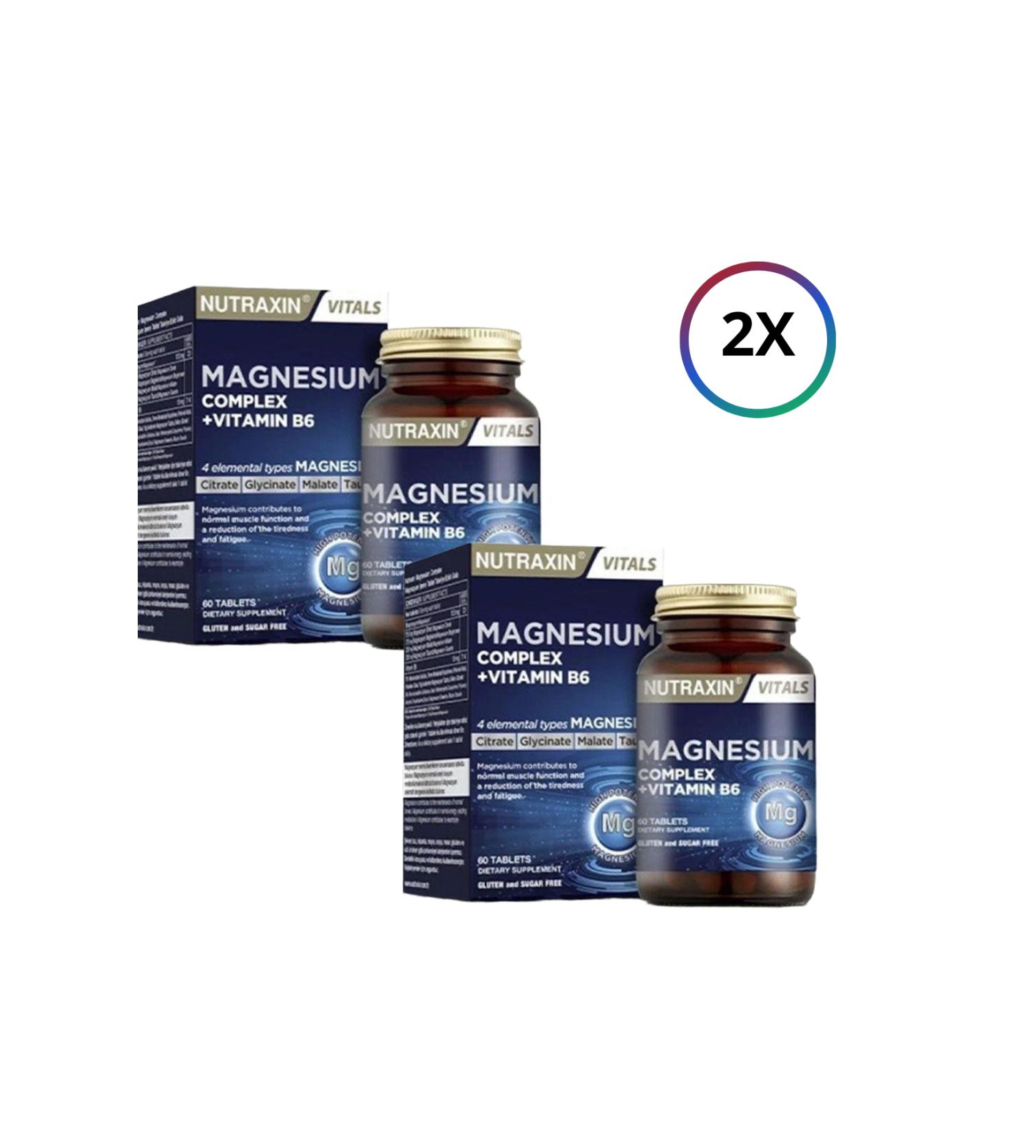 Nutraxin Magnesium Complex Vitamin B6 60 Tablets (X2) & (1X100ml face cleansing gel) set1442