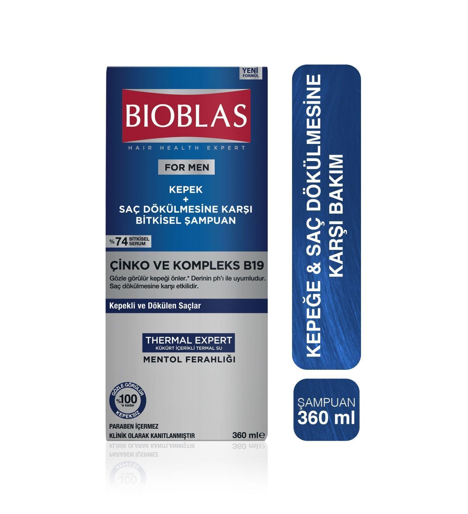 Bioblas Thermal Expert Men Anti-Dandruff and Hair Loss Shampoo 360 Ml - Buy Online on GoSupps.com