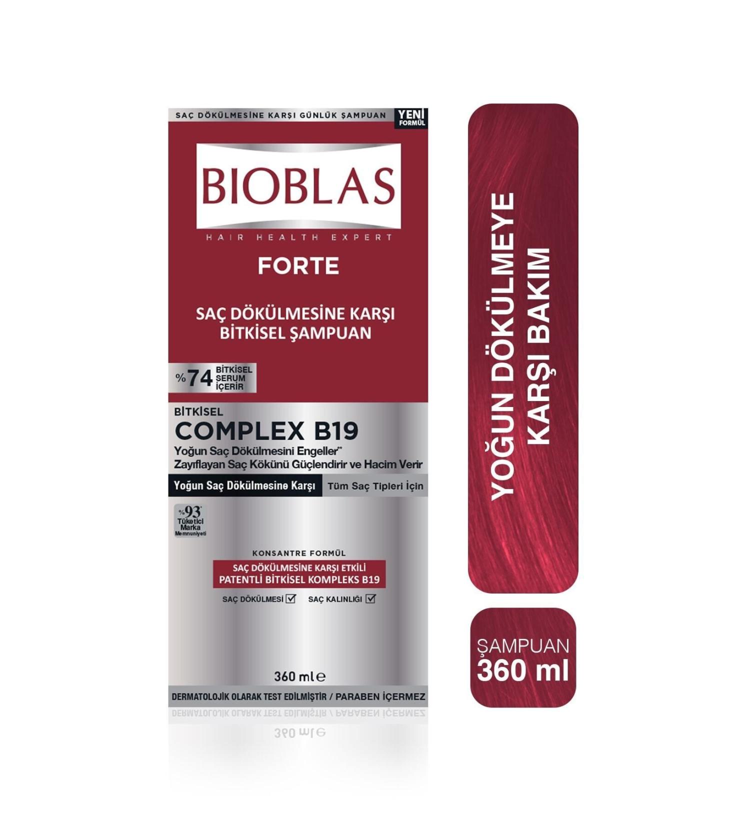 Bioblas Forte Anti-Hair Loss Shampoo 360 Ml Contains Herbal Serum - Buy Online on GoSupps.com
