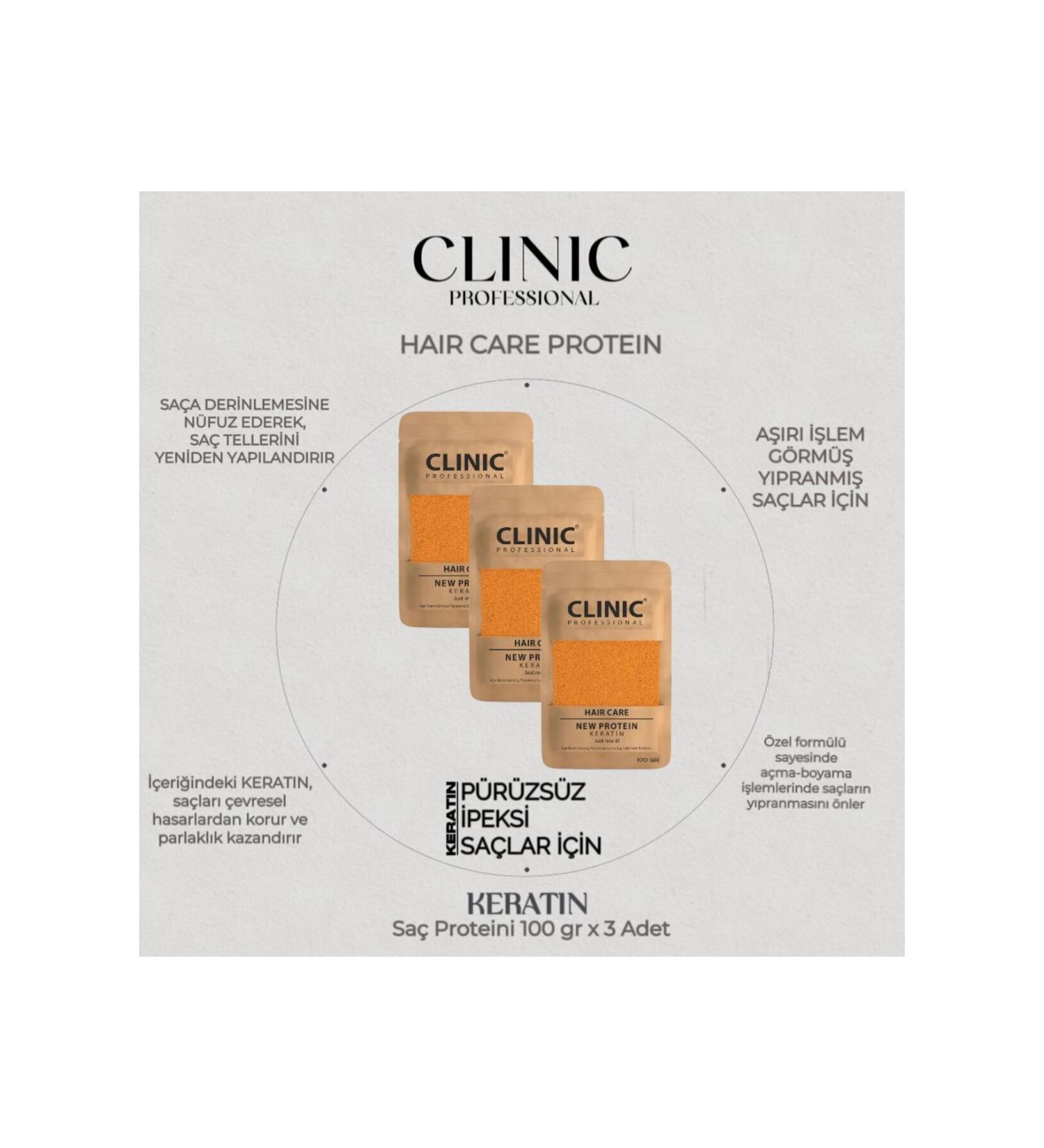 CLINIC PYROO KERATIN HAIR CARE PROTEIN 100 GR x 3 PIECES