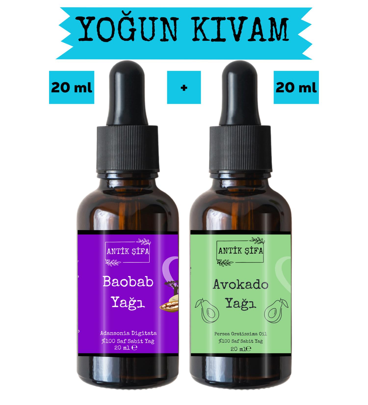 Ancient Healing Baobab Oil & Avocado Oil (20ml + 20ml) -0 Natural Cold Pressed Face Yoga Oil Set