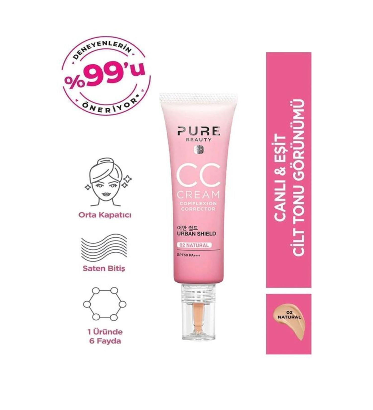 PURE BEAUTY CC Cream Spf50 Pa Natural 30 ml - Buy Online on GoSupps.com